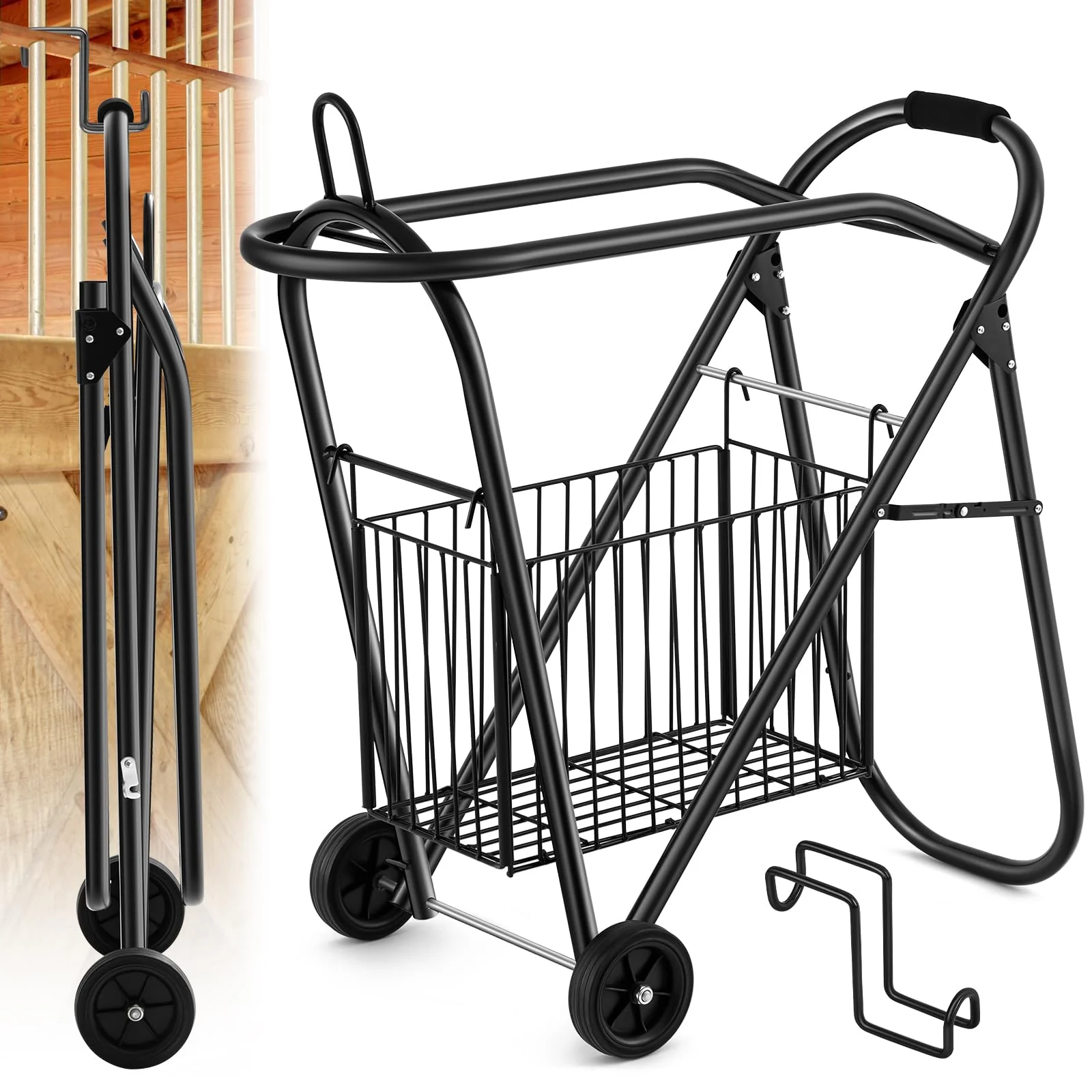 Relaxed Kritkin Horse Saddle Tack Cart with Wheels — Heavy-Duty Iron Organizer Original Design