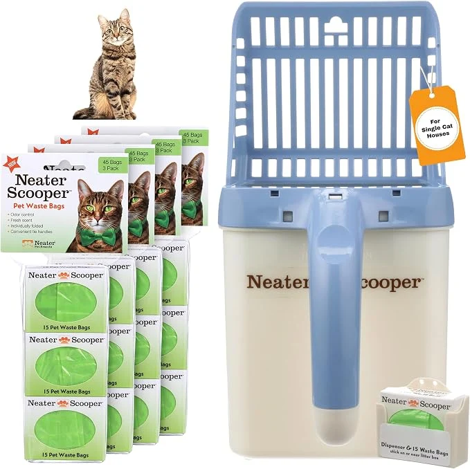 Verified Neater Pet Brands Neater Scooper Standard Cat Litter Scoop 195 Refill Bags – Original Design
