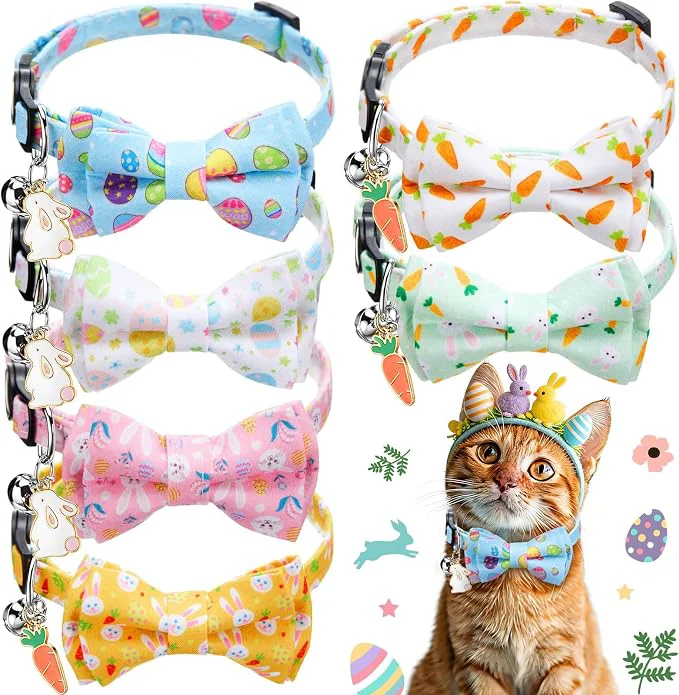 Trendy Hsei 6 Pcs Easter Cat Collar Bulk Green