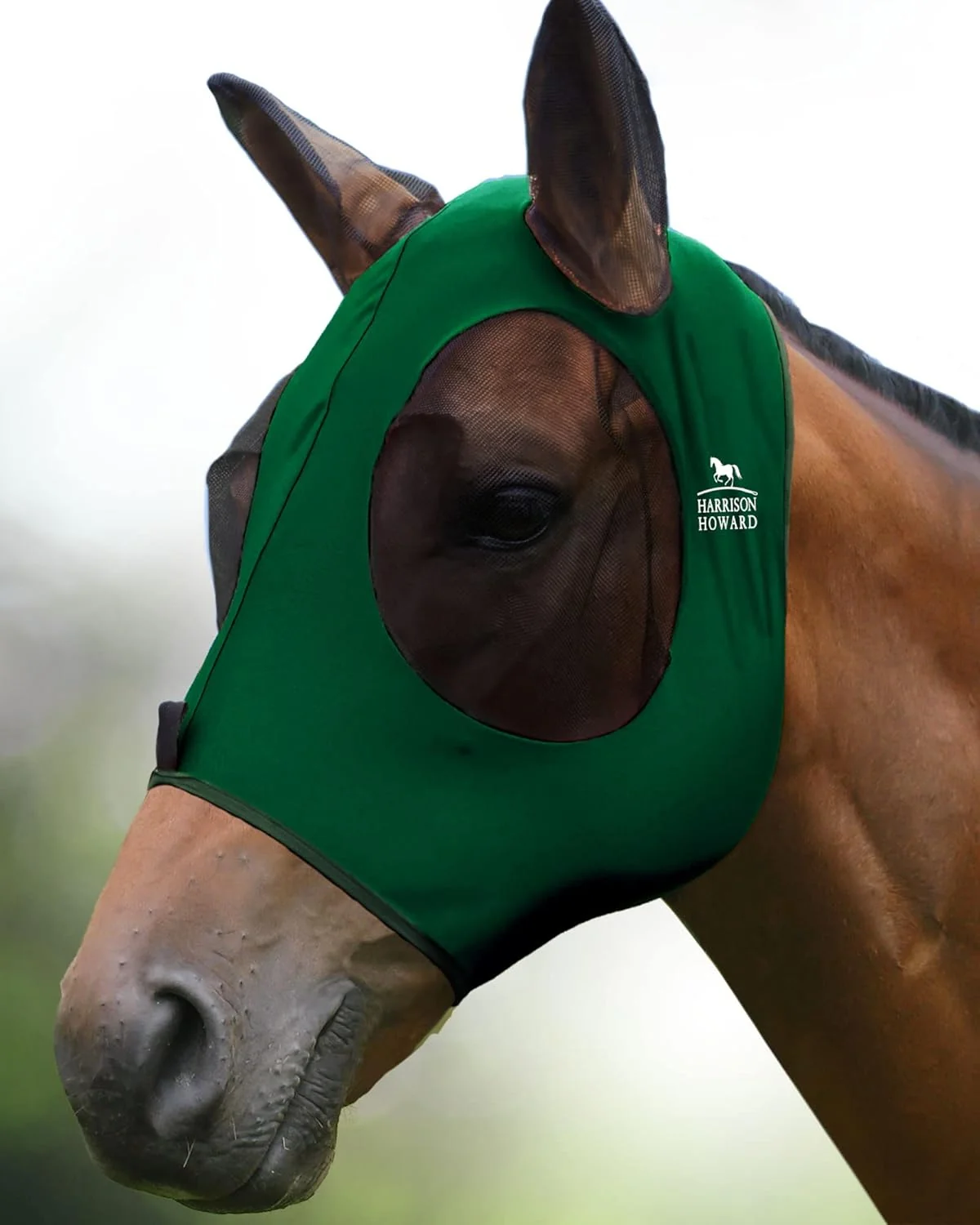 Minimalist Harrison Howard Super Comfort Stretchy Fly Mask Large Eye Space with UV Protection Soft on Skin with Breathability Deep Green Full Size Optimized