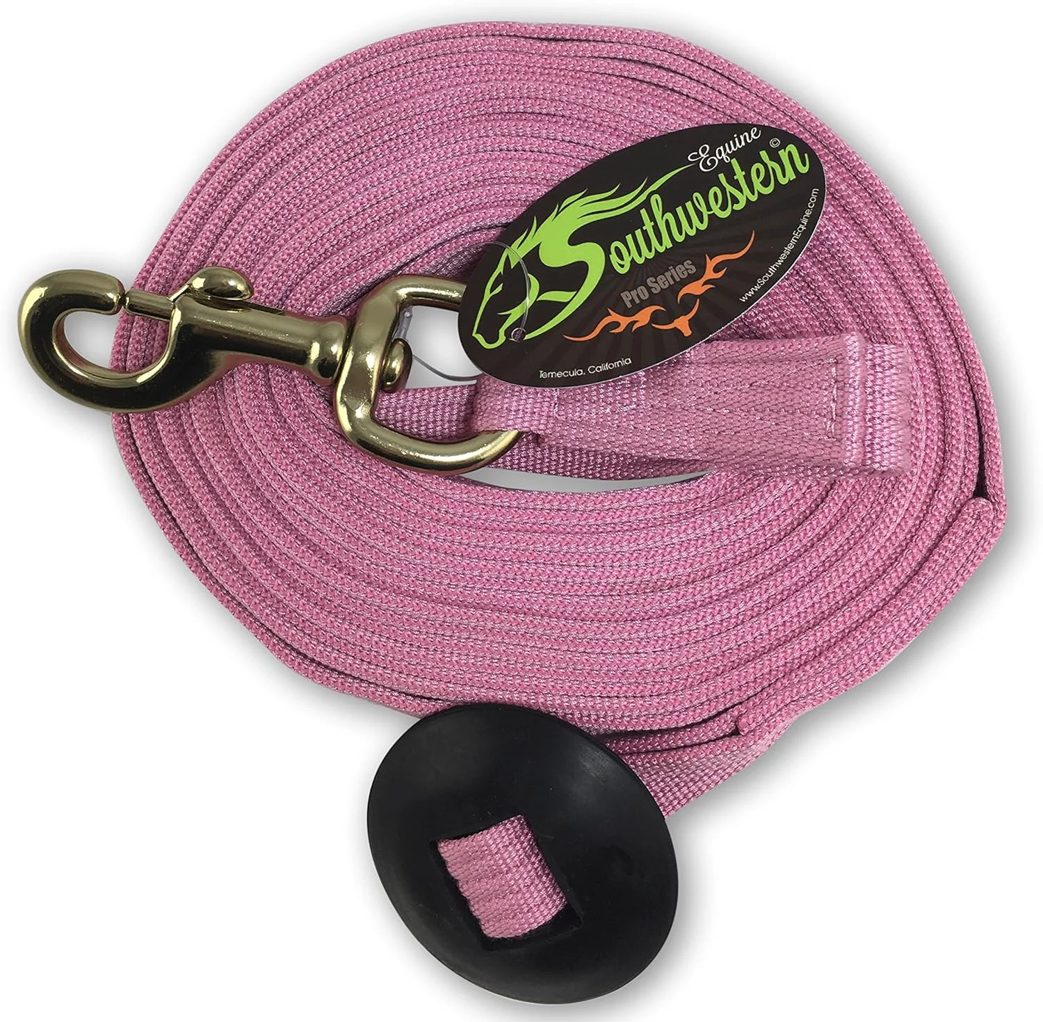 Refined Southwestern Equine Lunge Line for Horses Cotton Horse Lunge Line with Bolt Snap Rubber Stop Pink 24' Elegant