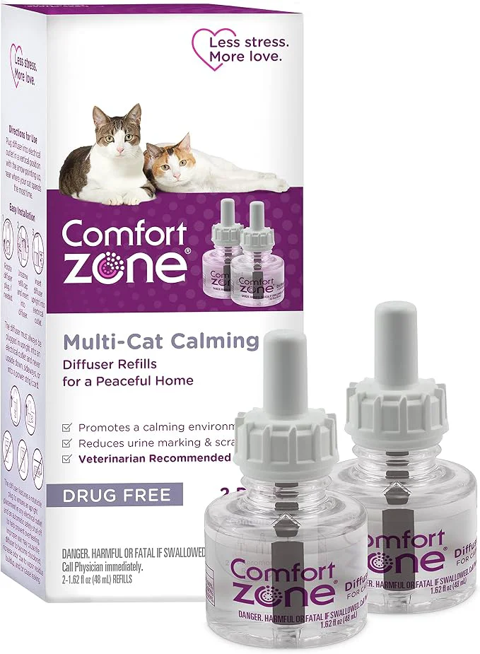 Long-Lasting COMFORT ZONE Multi Cat Calming Diffuser Refill 2 Pack – Cat Calming Pheromone Versatile