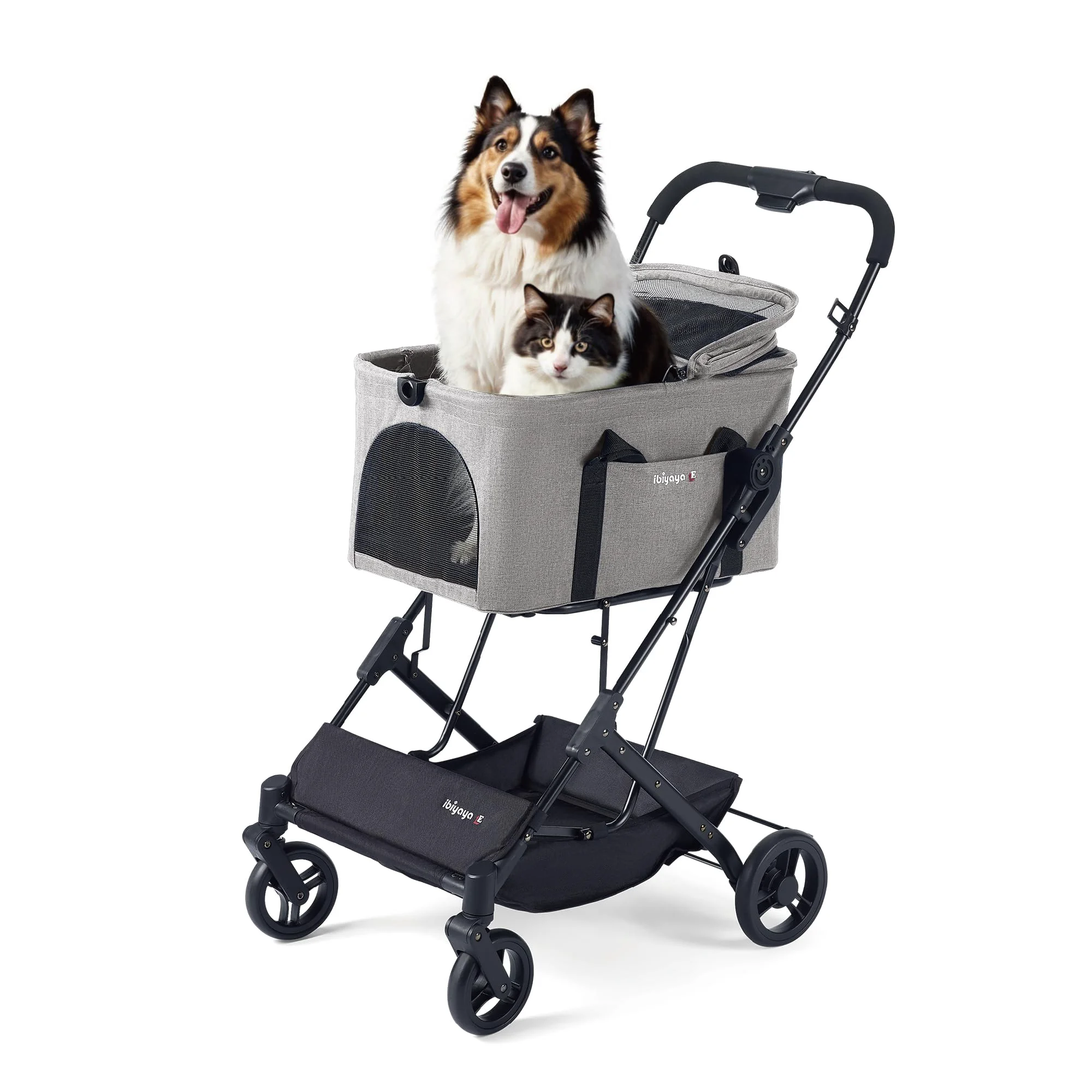 Premium Material ibiyaya Essential Travois Tri-Fold Pet Travel System 3-in-1 Stroller Detachable Carrier Car Seat Booster XL Cabin Relaxed