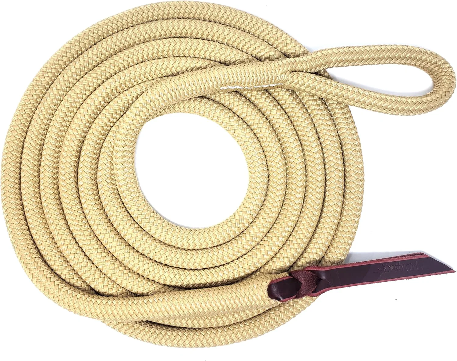 Eco-Friendly Double Braid Polyester Yacht Horse Lead Rope with Loop 12ft. or 14ft. Lengths Beige 14 ft. No Snap Casual