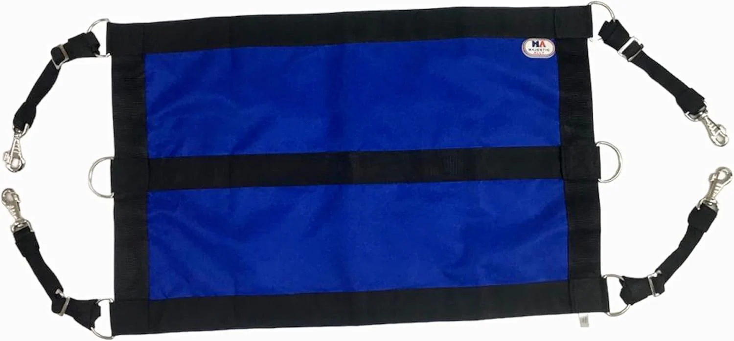 Soft Majestic Ally 1200D 29 x19 Horse Stall Guard with Replaceable and Adjustable Length Straps and Replaceable Hardware Royal Blue Black Durable