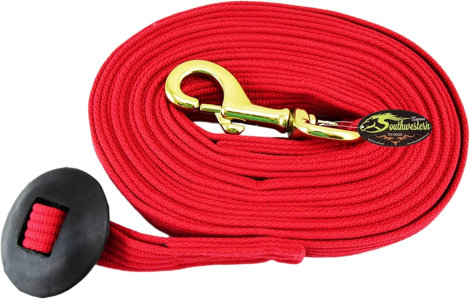 Premium Southwestern Equine Lunge Line for Horses Cotton Horse Lunge Line with Bolt Snap Rubber Stop Red 24' Verified