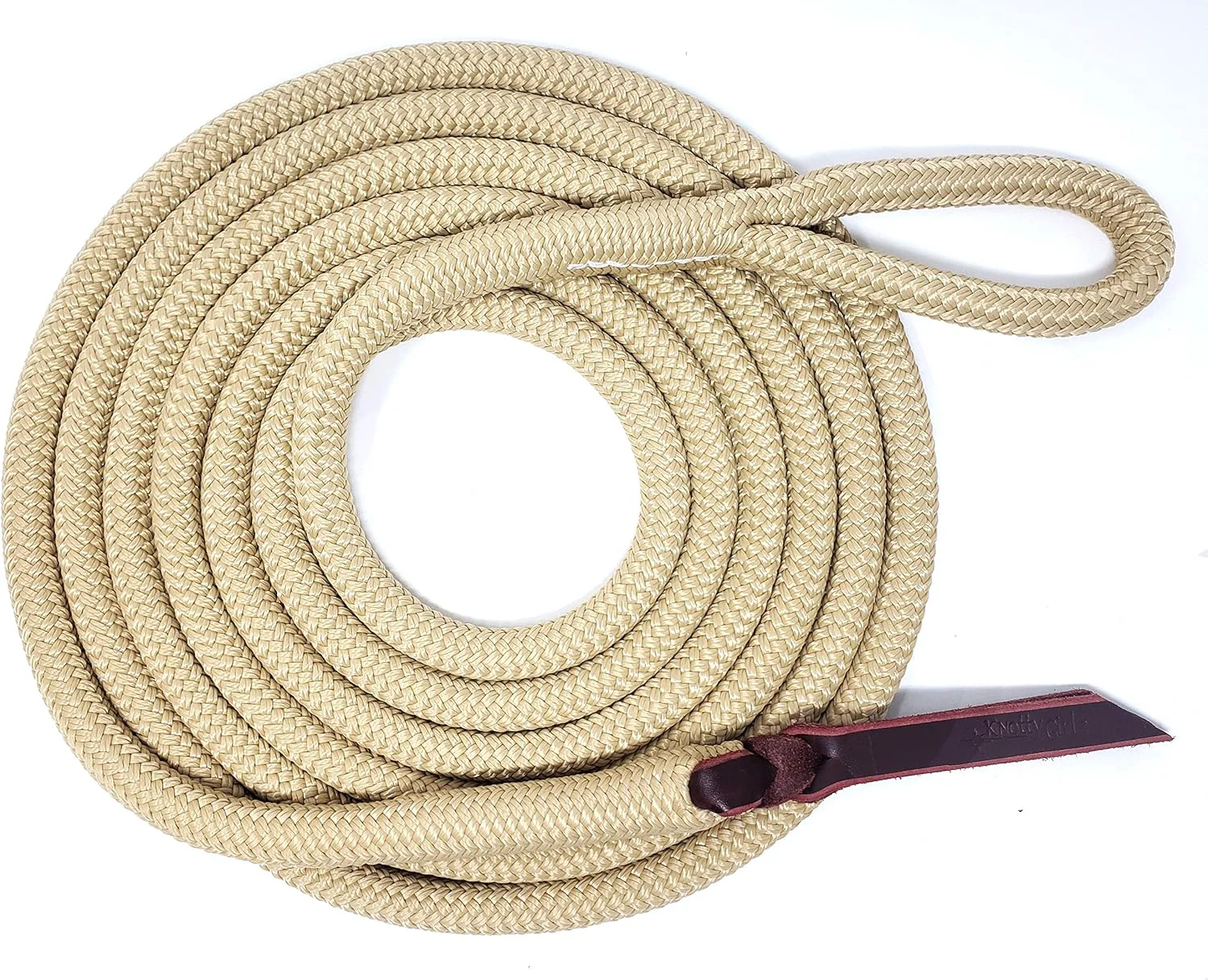 Genuine Double Braid Lead Rope with Eye Splice Loop 12-14FT Lengths Beige 12 ft. Responsible