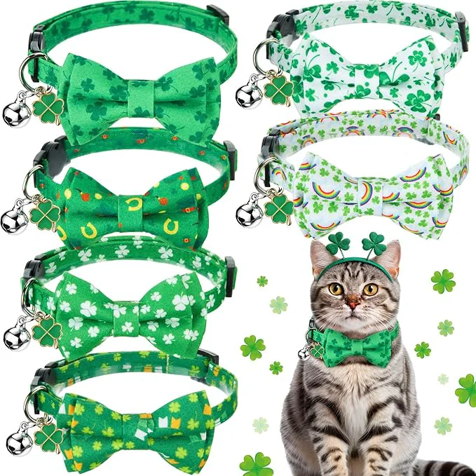 Comfortable Hsei 6 Pcs St. Patrick's Day Cat Collar Bulk Fine Crafted