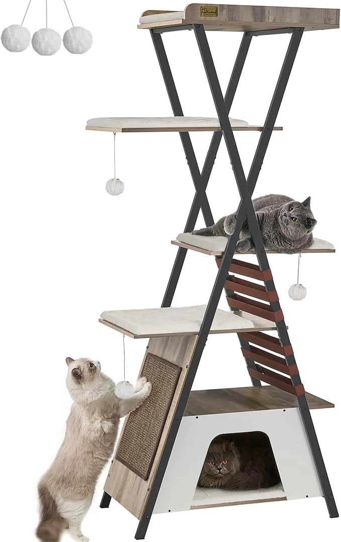 Responsible FourFurPets 72.4 Cat Tree Modern Cat Tower Solid