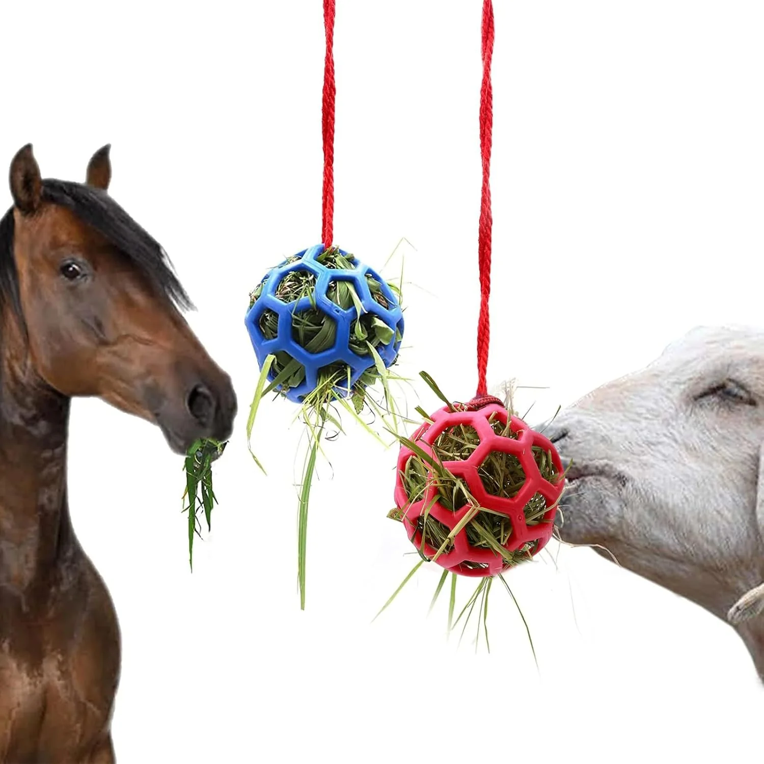 Healthy 2 Pcs Hay Ball for Horses to Play with Relieve Stress with This Bright Color Hay Feeder Ball for Horses Goat to Avoid Boredom Top-Quality