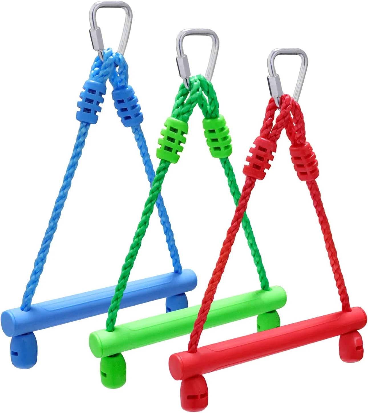 Exceptional Rainbow Craft 3-Pack Kids Ninja Monkey Bars - Trapeze Swing Bars for Ninja Obstacle Course Attachments - 3pc of Blue Red Green Color Consistent
