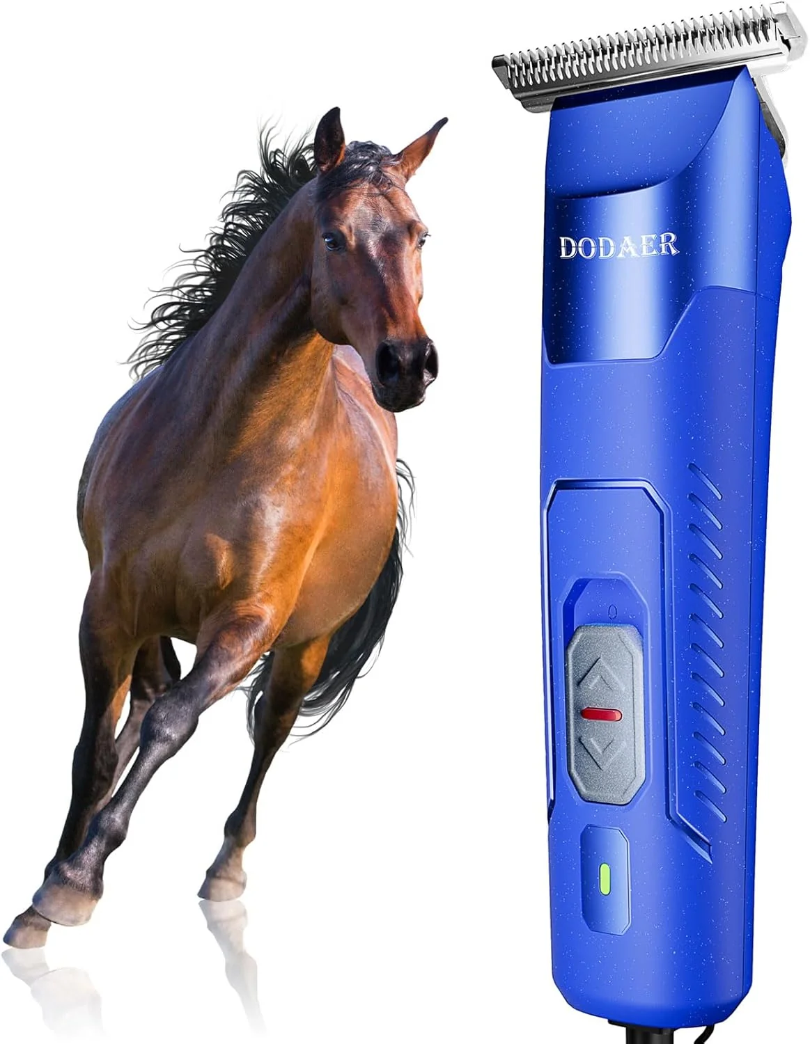 Proven Professional Grooming Electric Corded 2-Speed Horse Clipper with Detachable Blade - Cool Quiet Running Design - Includes Size T84 Blade for Complete Horse Grooming - Blue Genuine