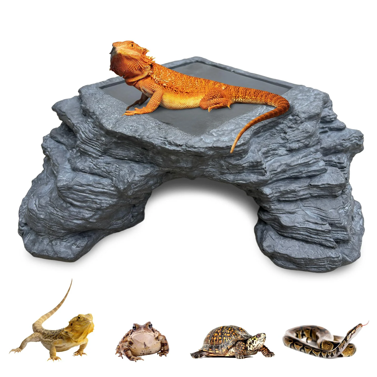 Enhanced Flitsvuur Large Bearded Dragon Basking Platform with Heat Storage Slate Reliable
