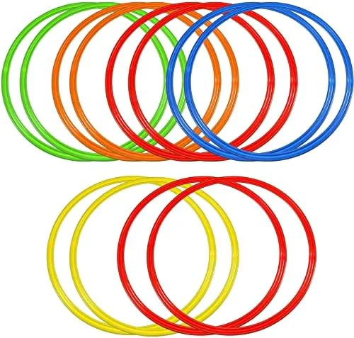 Green Libima Obstacle Course Ring Set Exercise Hoop Large Hoop Plastic Toys Playground Toys for Gymnastics Practice Party Games Educational Activities Holiday Decor 5 Colors 12 Pcs 18.9 Inch Crafted