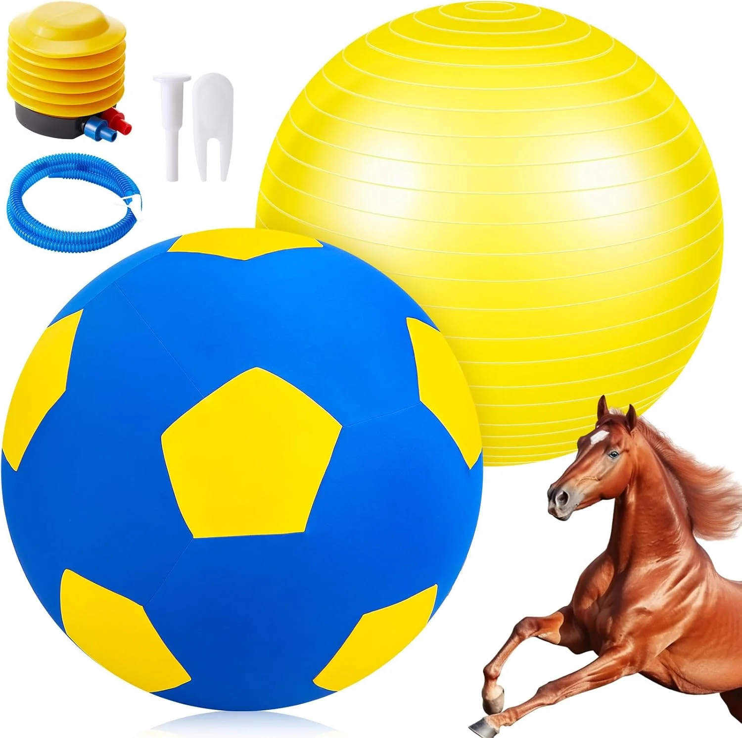 Traditional 40inch Giant Herding Ball with Ball Cover Anti Burst Please Watch VCR for How to Inflation Horse Toys for Horses Stall Entertainment Play Pump Included Yellow Stylish Classic