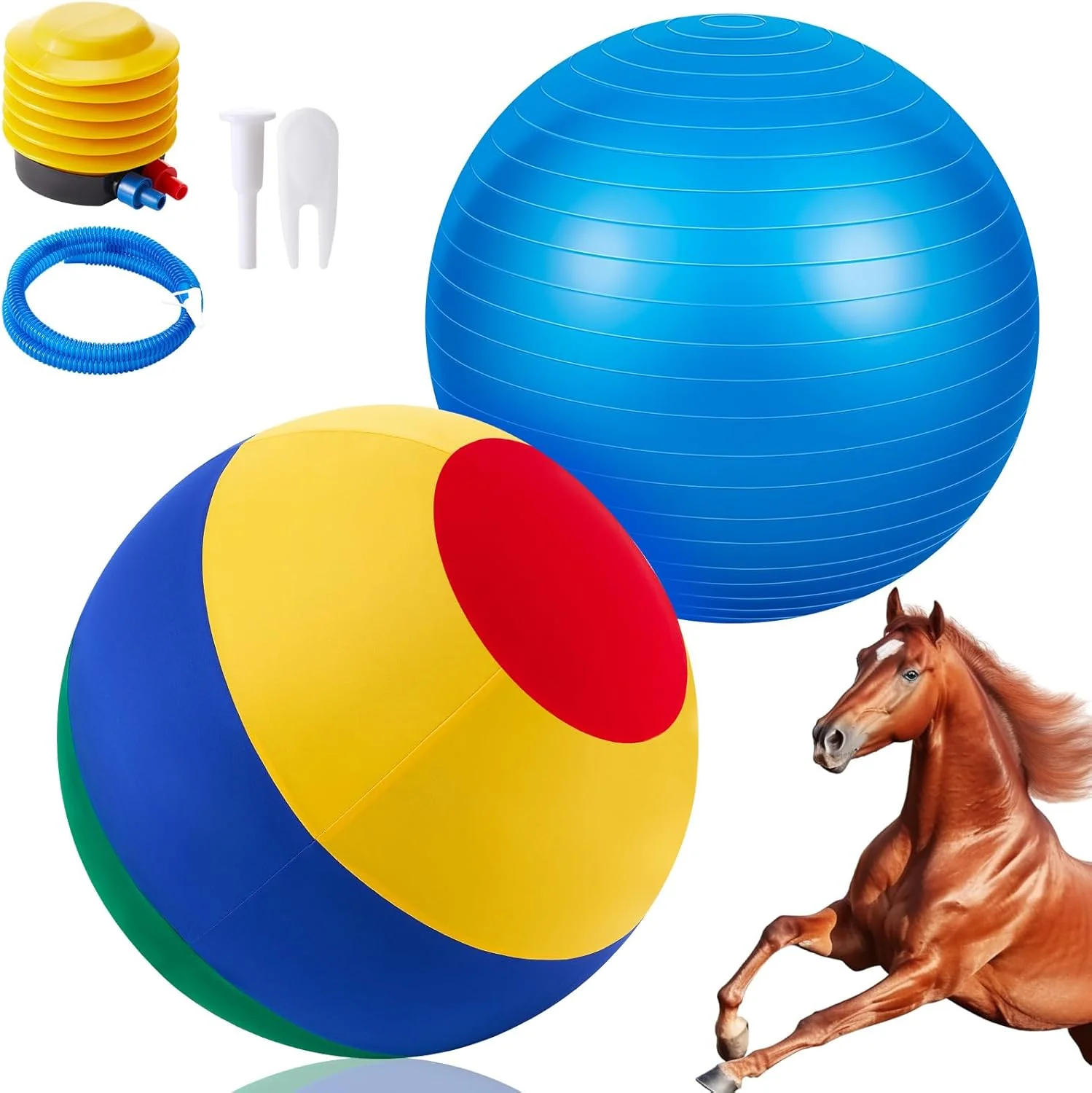 Soft 40inch Giant Herding Ball with Ball Cover Anti Burst Please Watch VCR for How to Inflation Horse Toys for Horses Stall Entertainment Play Pump Included Mixed Color Classic Pure