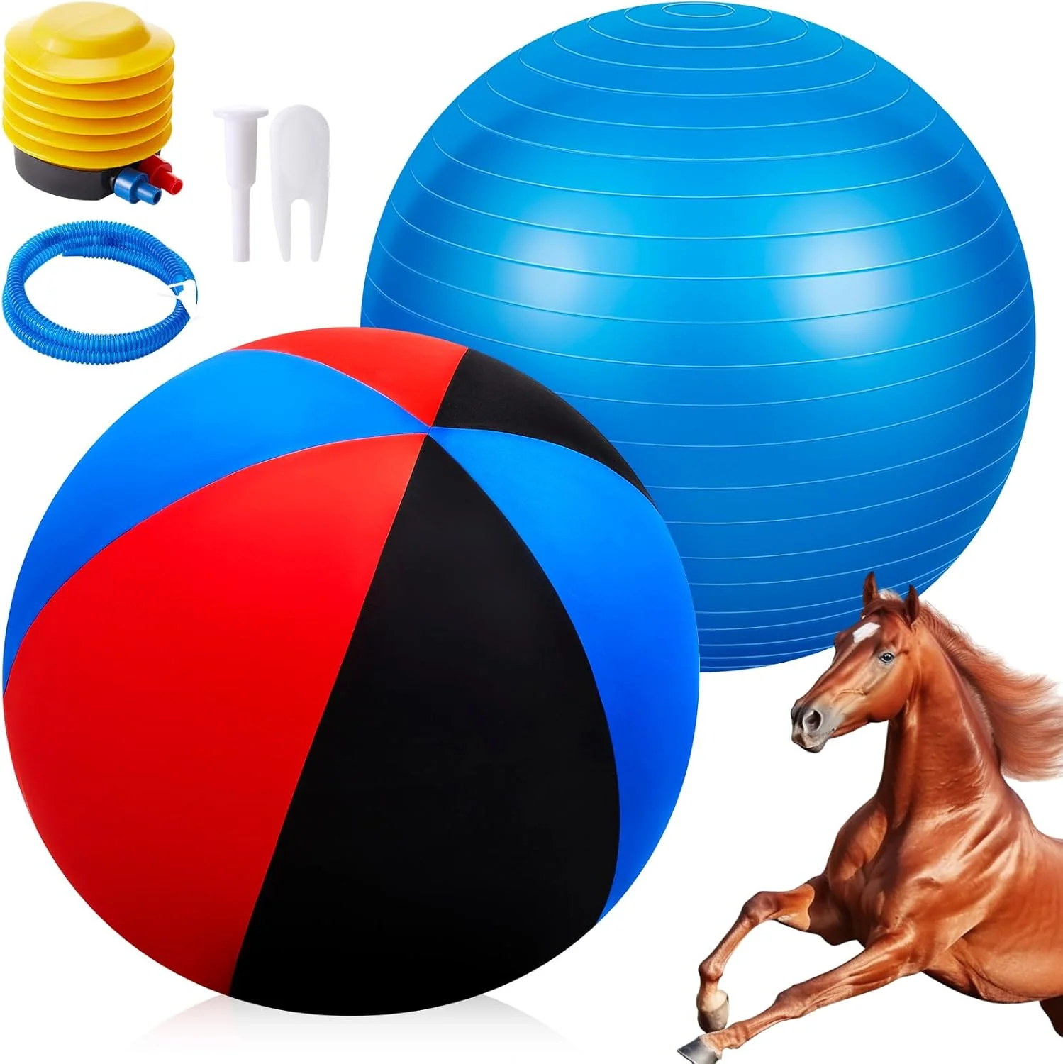 Durable 30inch Giant Herding Ball with Cover Anti Burst Ball Please Watch VCR for How to Inflation Horse Toys for Horses Stall Entertainment Play Pump Included Stylish Excellent