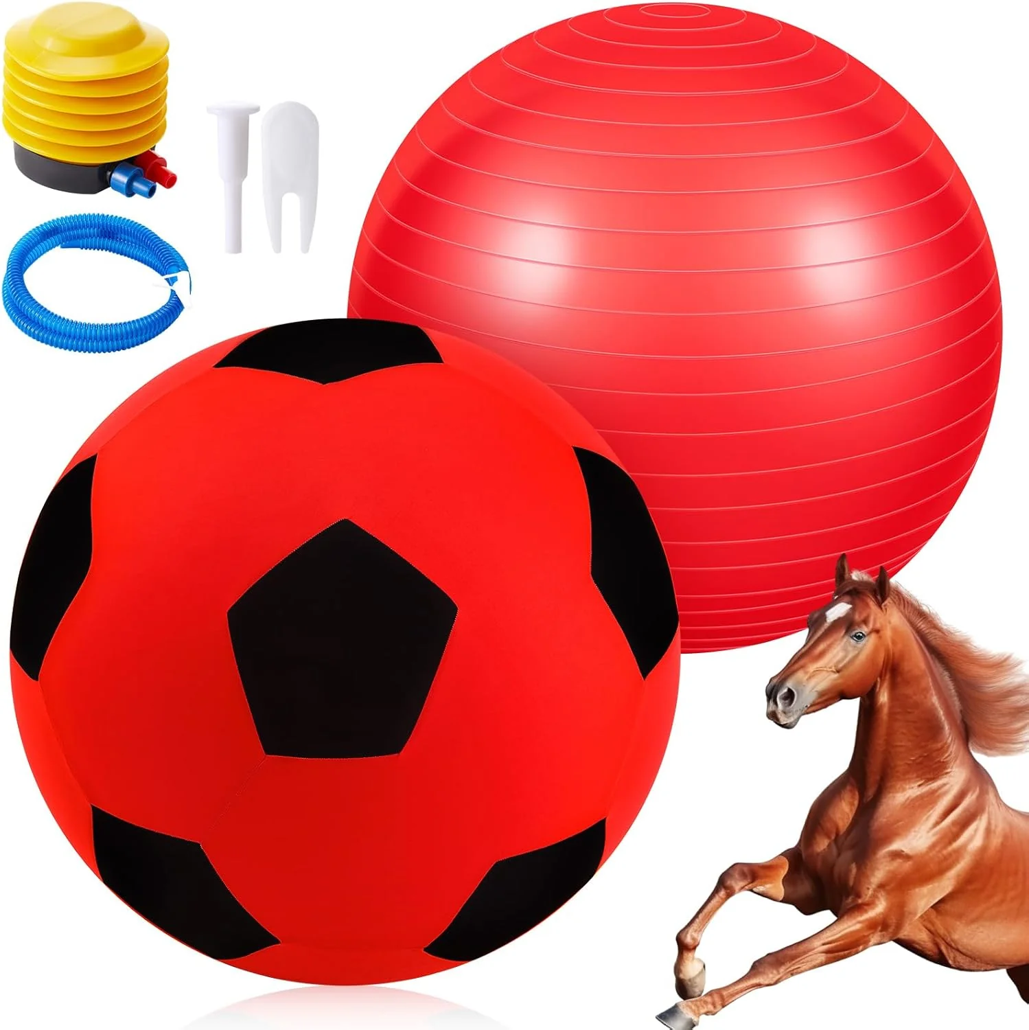Authentic 40inch Giant Herding Ball with Ball Cover Anti Burst Please Watch VCR for How to Inflation Horse Toys for Horses Stall Entertainment Play Pump Included Red Color Stylish Certified