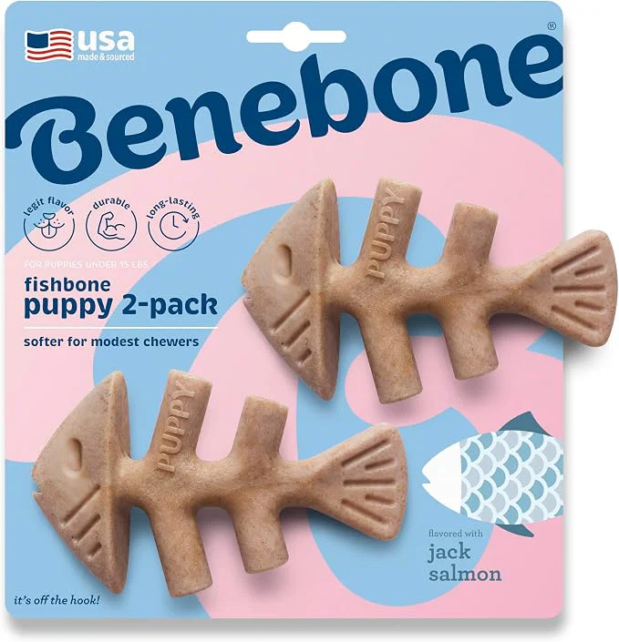 Carefully Designed Benebone Puppy Fishbone Dog Chew Toys Softer Sustainable