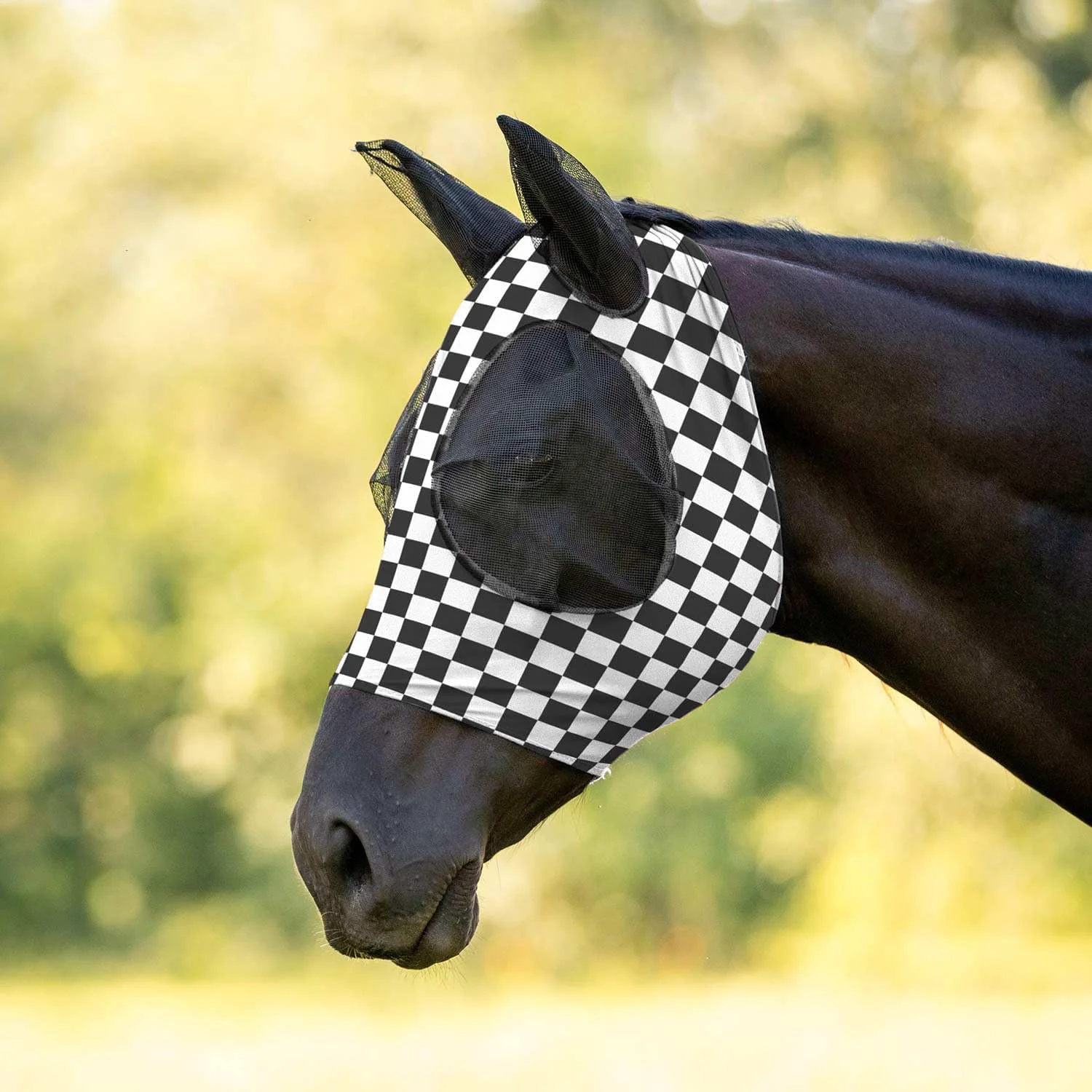 Safe Jeffers Expression Lycra Horse Fly Mask – Full Size Skater Cowgirl – Lightweight Stretch Horse Mask with Mesh Eyes Ears Breathable Lycra Fly Mask for Horses Equine Summer Apparel Gear Premium