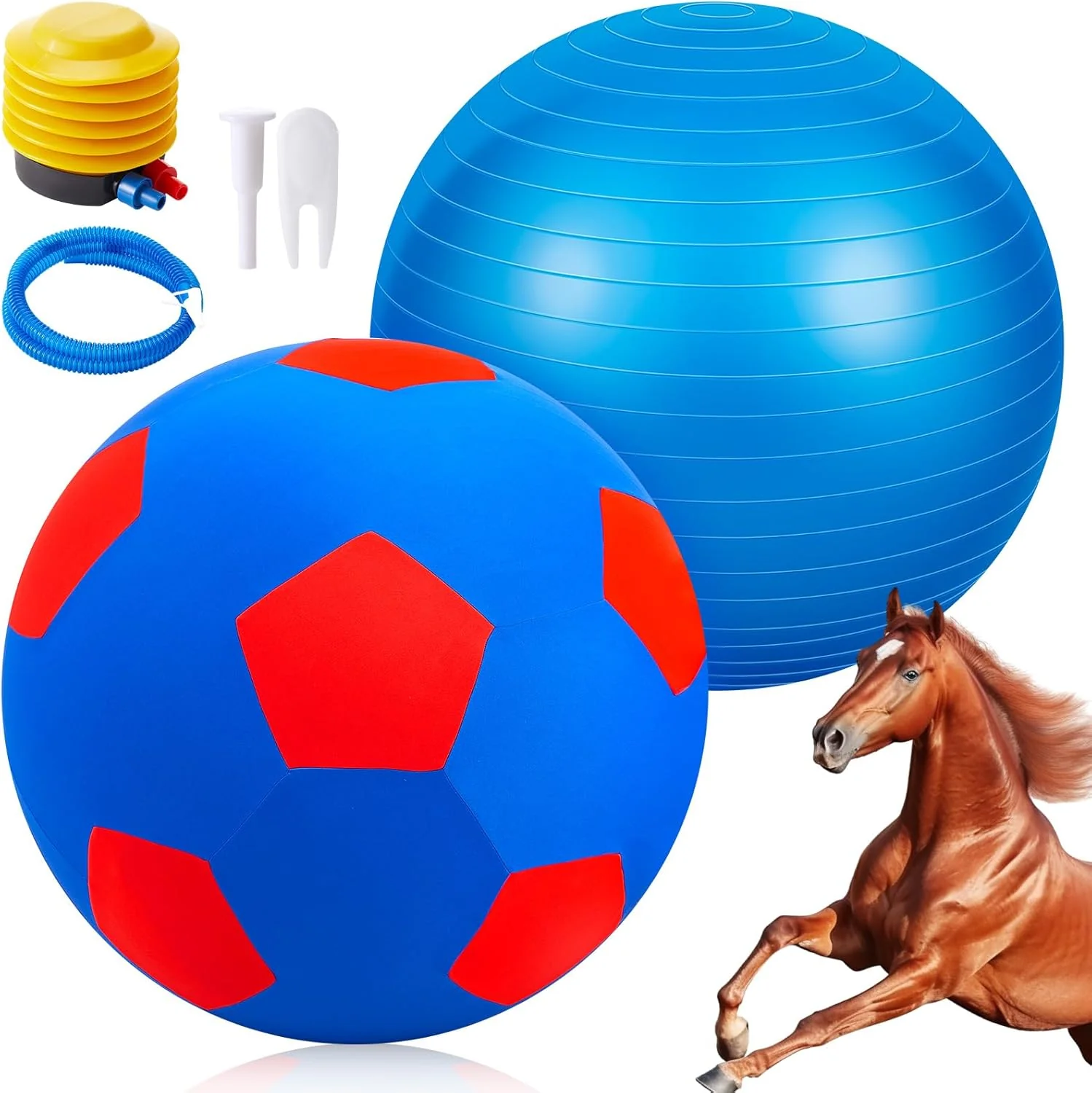 Excellent 40inch Giant Herding Ball with Ball Cover Anti Burst Please Watch VCR for How to Inflation Horse Toys for Horses Stall Entertainment Play Pump Included Blue Stylish Trendy