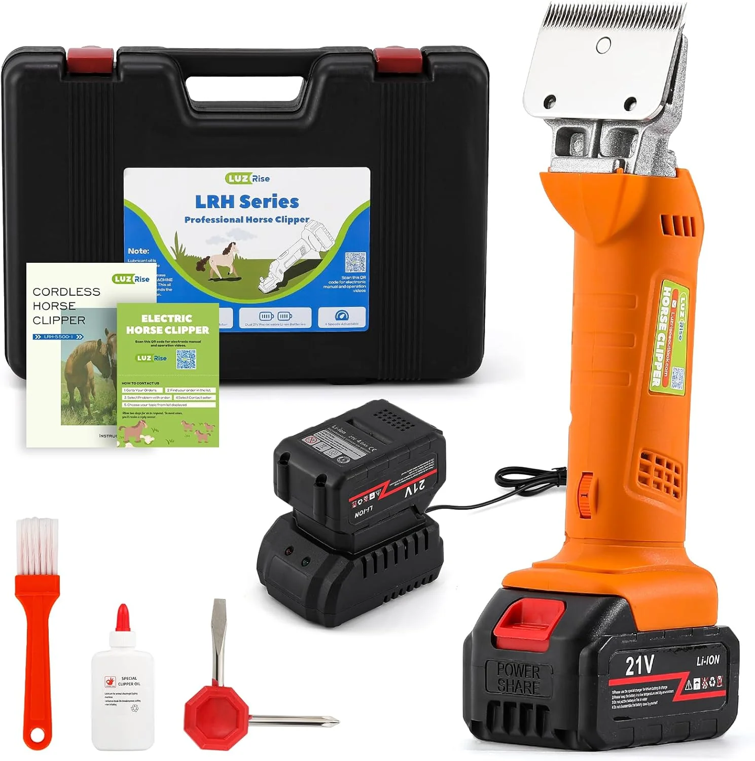 Efficient Horse Clippers Cordless Heavy Duty Horse Grooming Kit 6-Speed Professional Livestock Clippers with 2PCS 21V 4Ah Lithium Battery for Shaving Horse Pony Cattle Large Dogs Outstanding