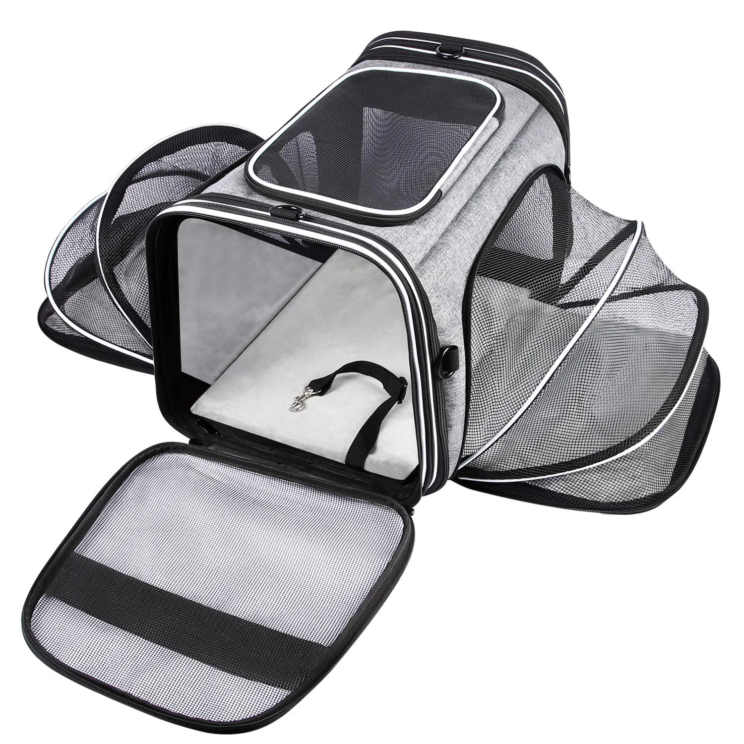 Detailed MASKEYON TSA Airline Soft Sided Pet Carrier Top-Loading Expandable 4-Side Travel for Cats Small Dogs Optimized