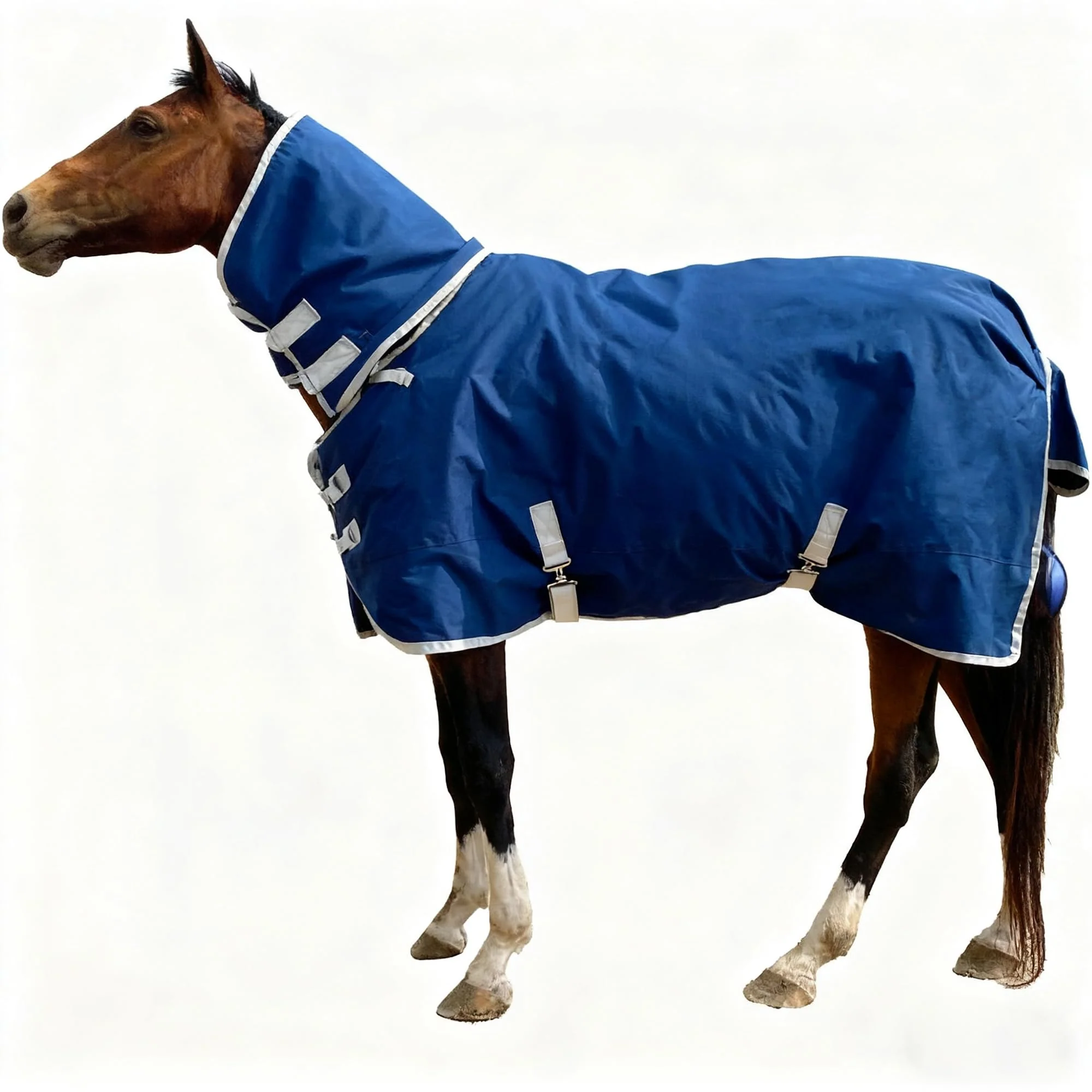 Optimized BIGANTTOW 1200D Winter Horse Blanket with Neck Cover – Water-Resistant Turnout Rug 220g Liner 81 Enhanced
