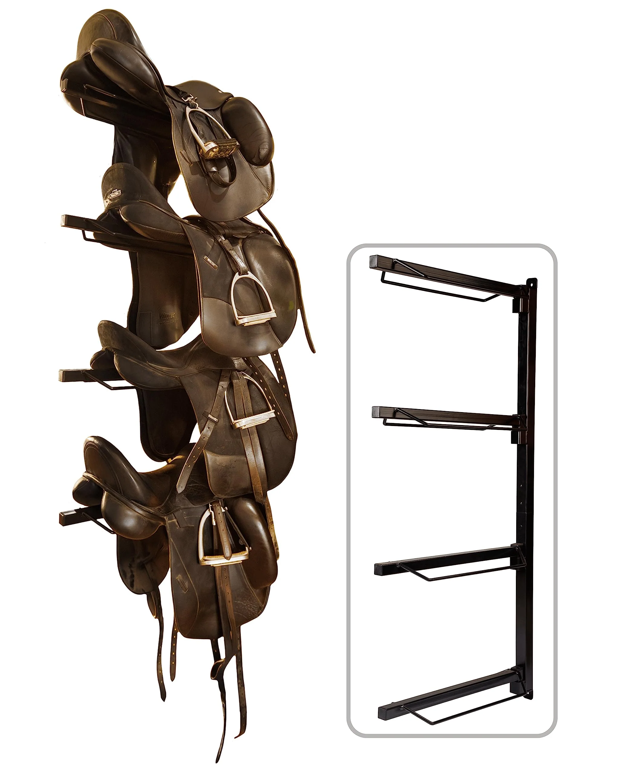 Detailed SteelChimp Saddle Rack Wall Mount – 4-Tier Heavy-Duty Tack Storage USA Designed Refined