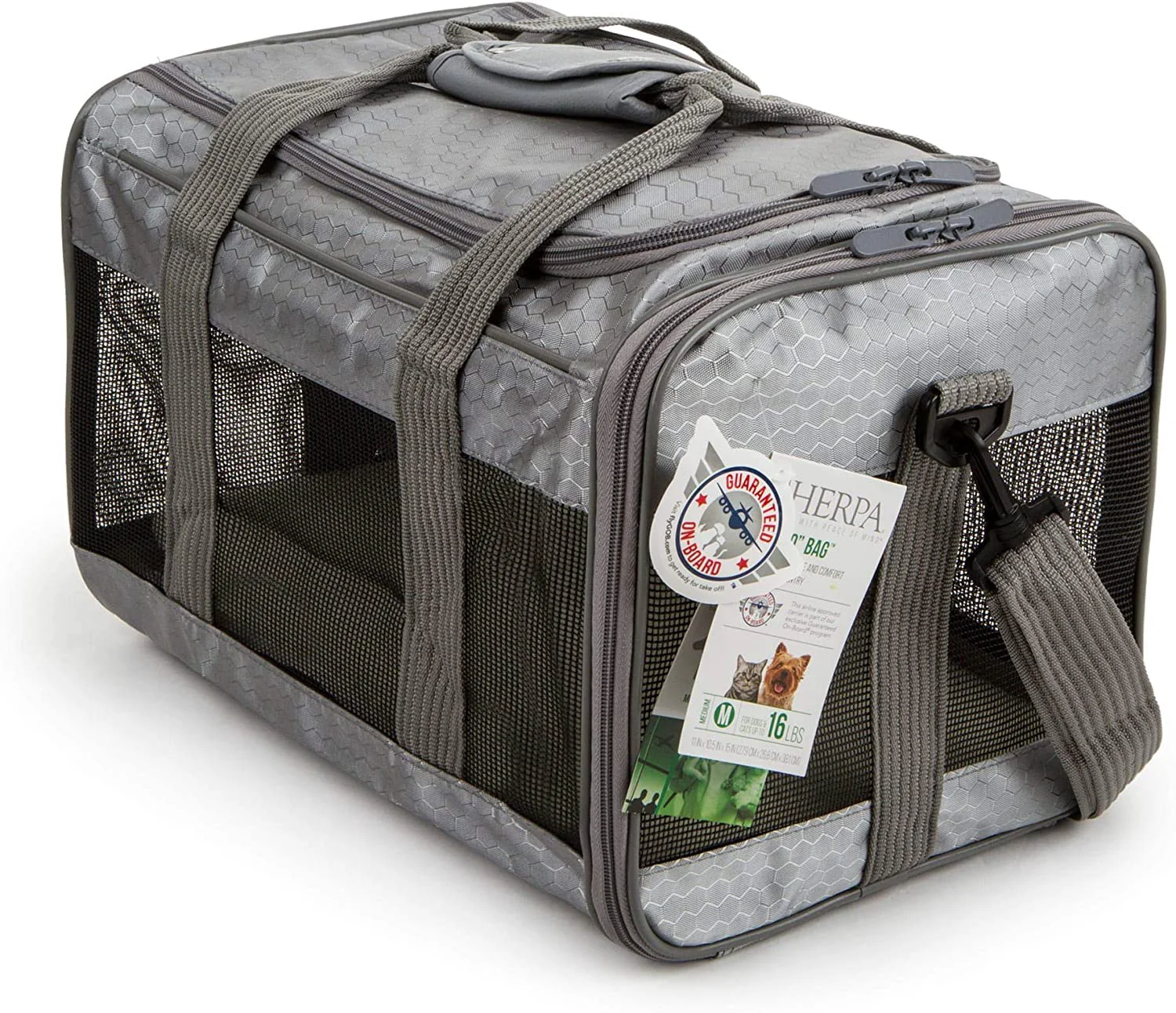 Lightweight Sherpa To Go Travel Pet Carrier Airline In-Cabin – Gray Medium Official