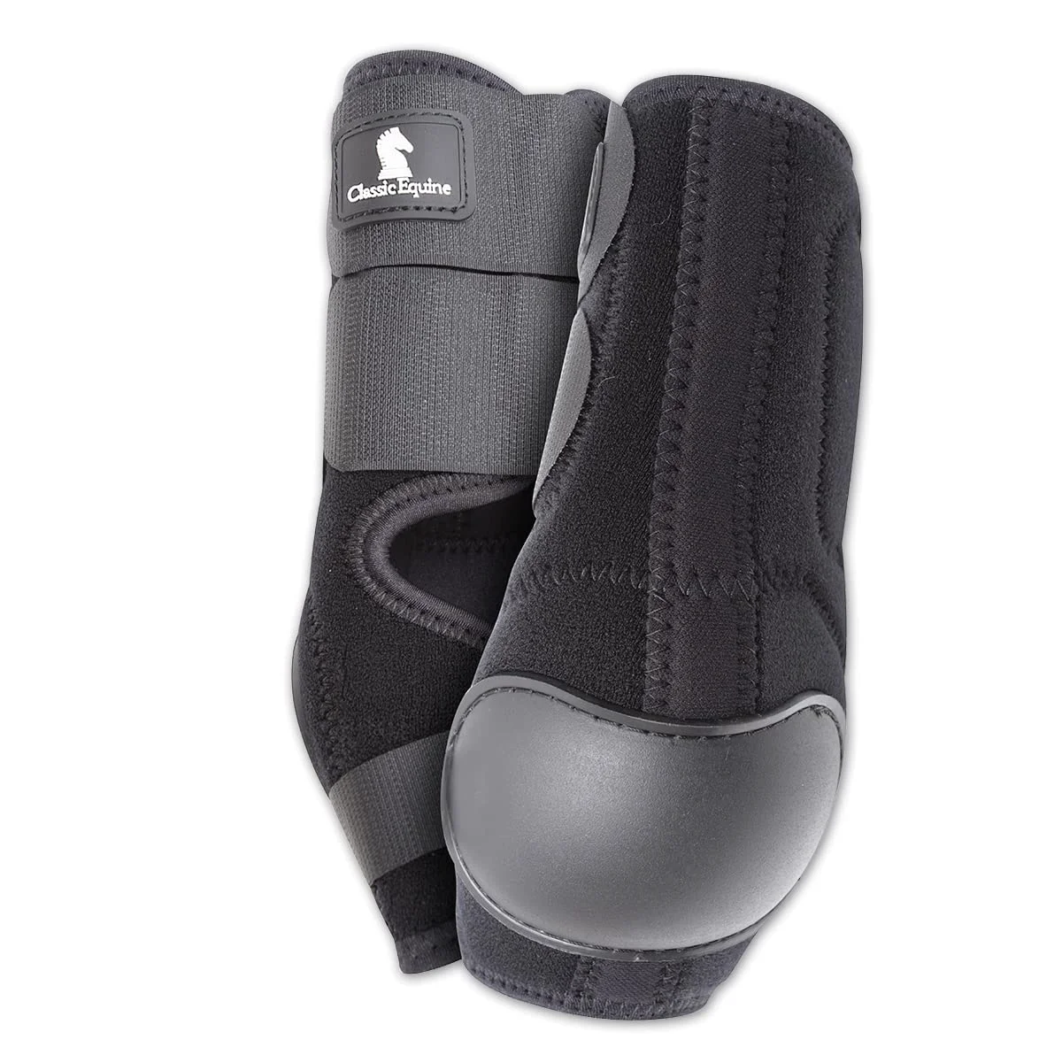 Reliable Classic Equine Neoprene Skid Boots Black Close Flexible Fit with Asymmetrical Skid Cup Trendy