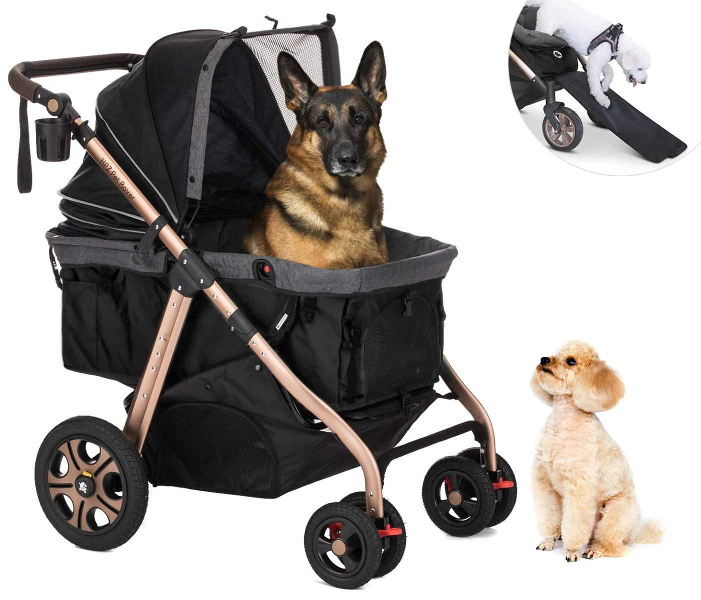 Verified HPZ Pet Rover Titan-HD Premium Super-Sized Pet Stroller – 100 Lbs Capacity All-Terrain Aluminum Frame Artisan