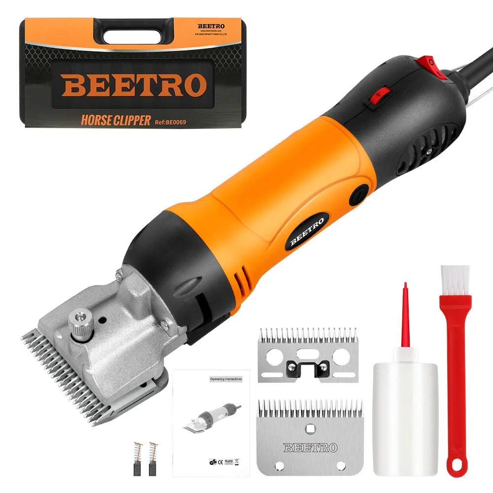 Enhanced BEETRO 500W Electric Horse Clippers – 6-Speed Grooming with Extra Blades Professional