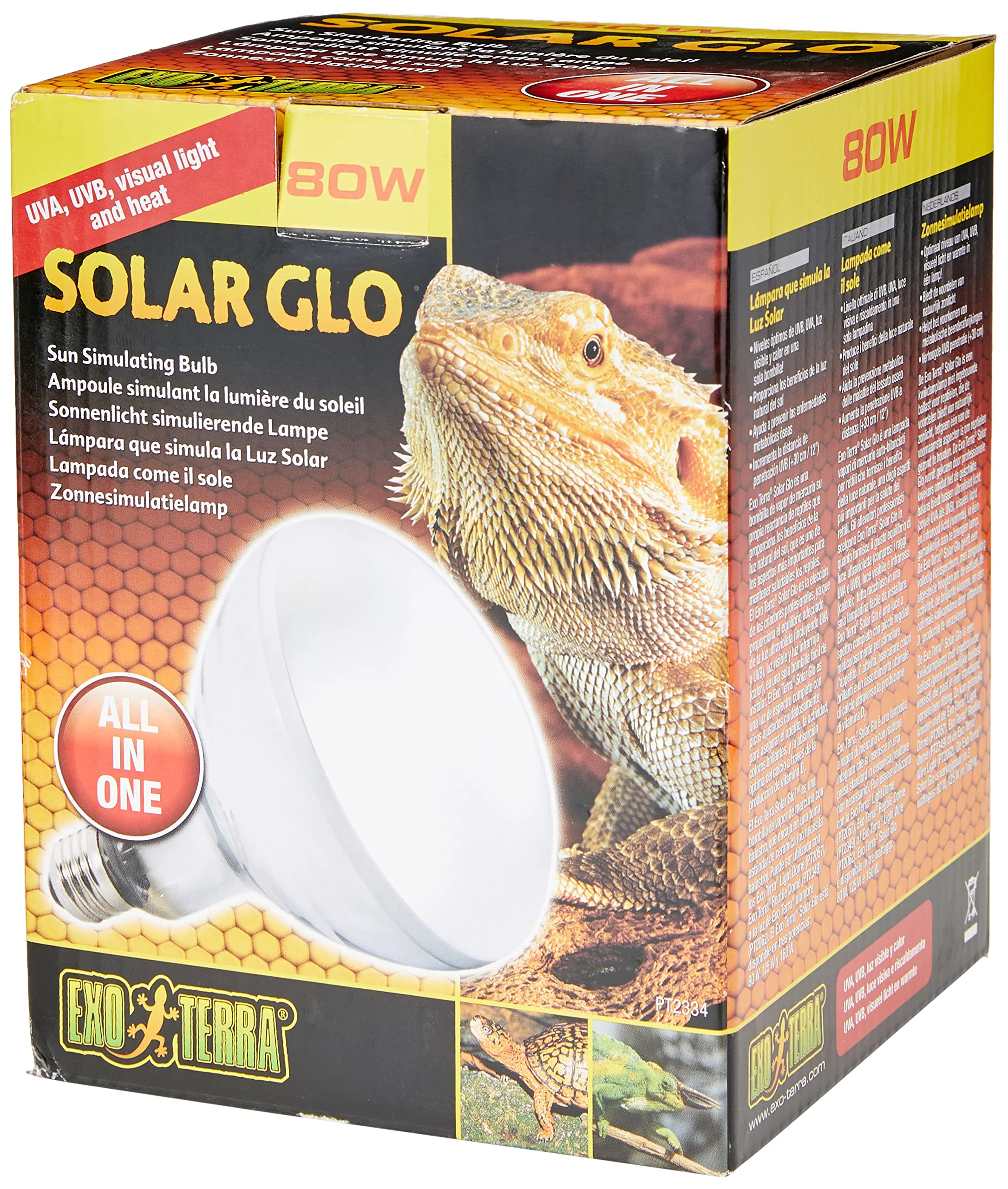 Recyclable Exo Terra Solar Glo 80W — Sun-Simulating Reptile Lamp UVB UVA Heat High-Grade
