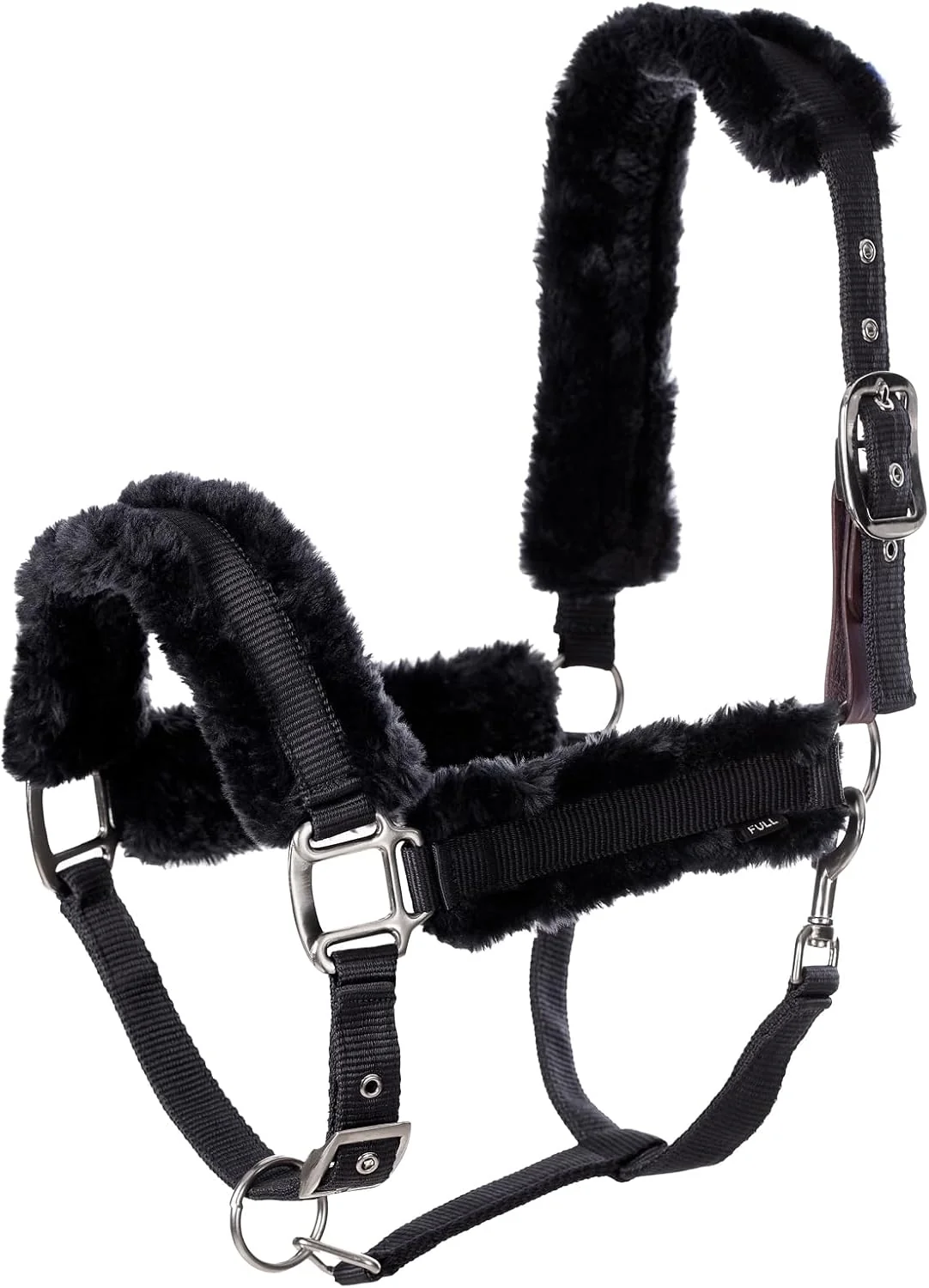 Safe Equinavia Valkyrie Soft Ultra Fleece Padded Adjustable Breakaway Horse Halter - Black Black - Warmblood Functional