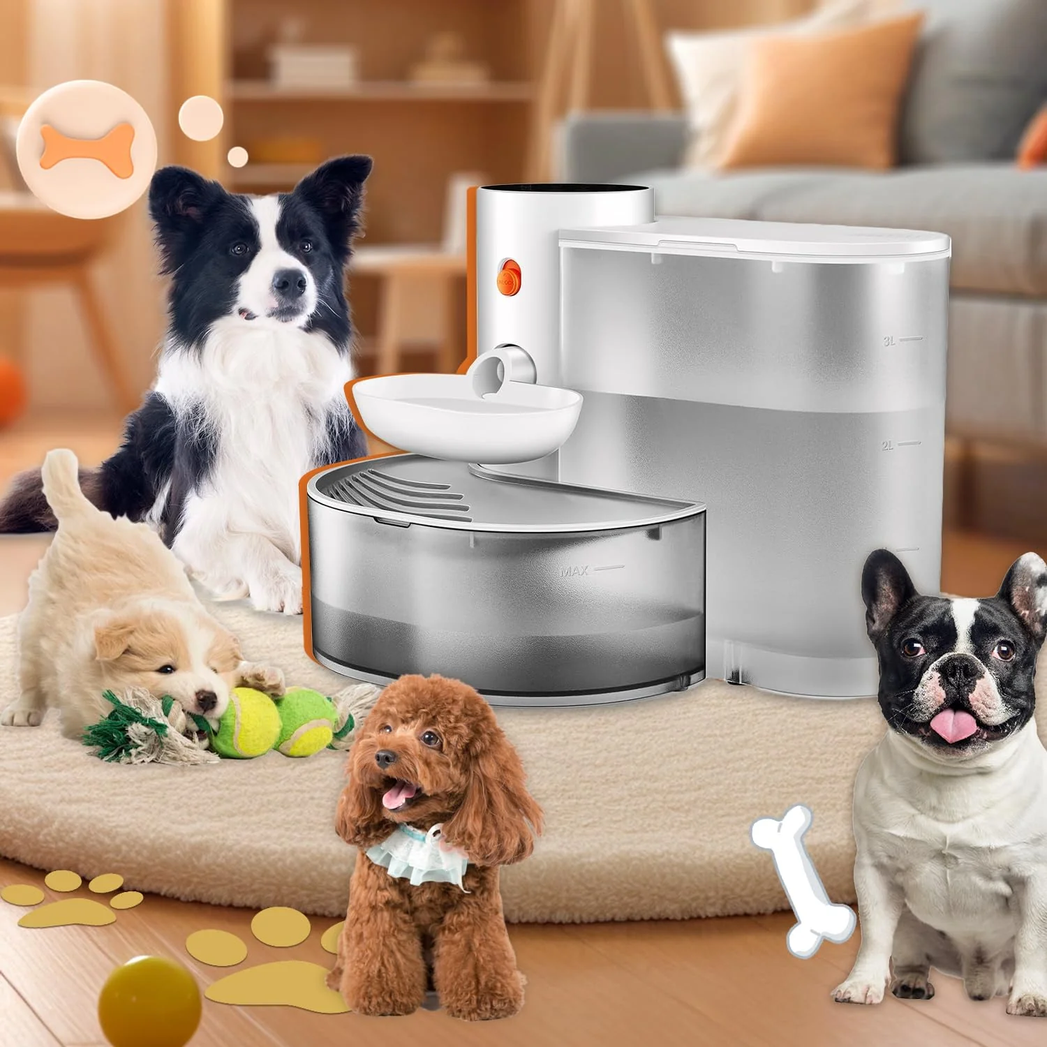 Easy-to-Use MENDED Automatic Pet Water Fountain – 3L 106oz Cordless Filter- 2025 Upgraded for Cats Dogs Casual