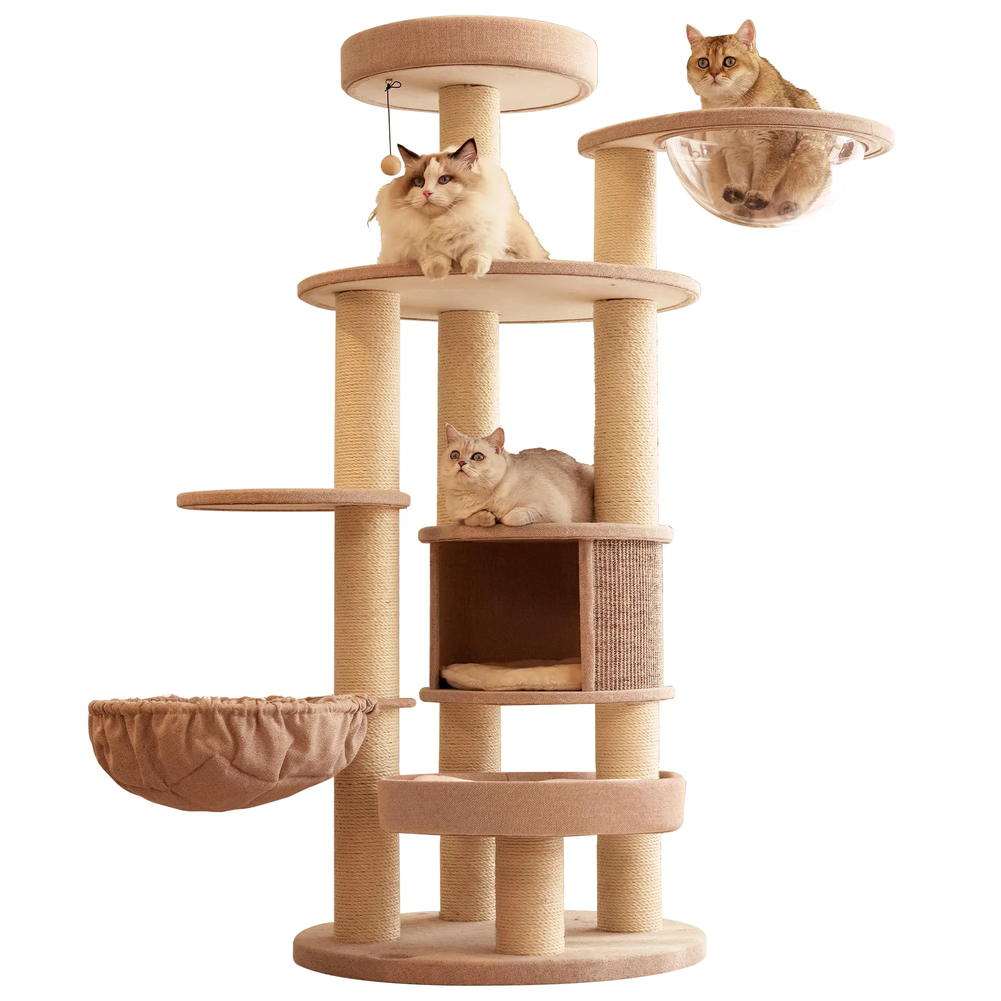 Breathable Sopapets Extra Large Cat Tree for Maine Coon — 65-Inch Tall XXL Heavy-Duty Luxury Cat Tower High-Performance