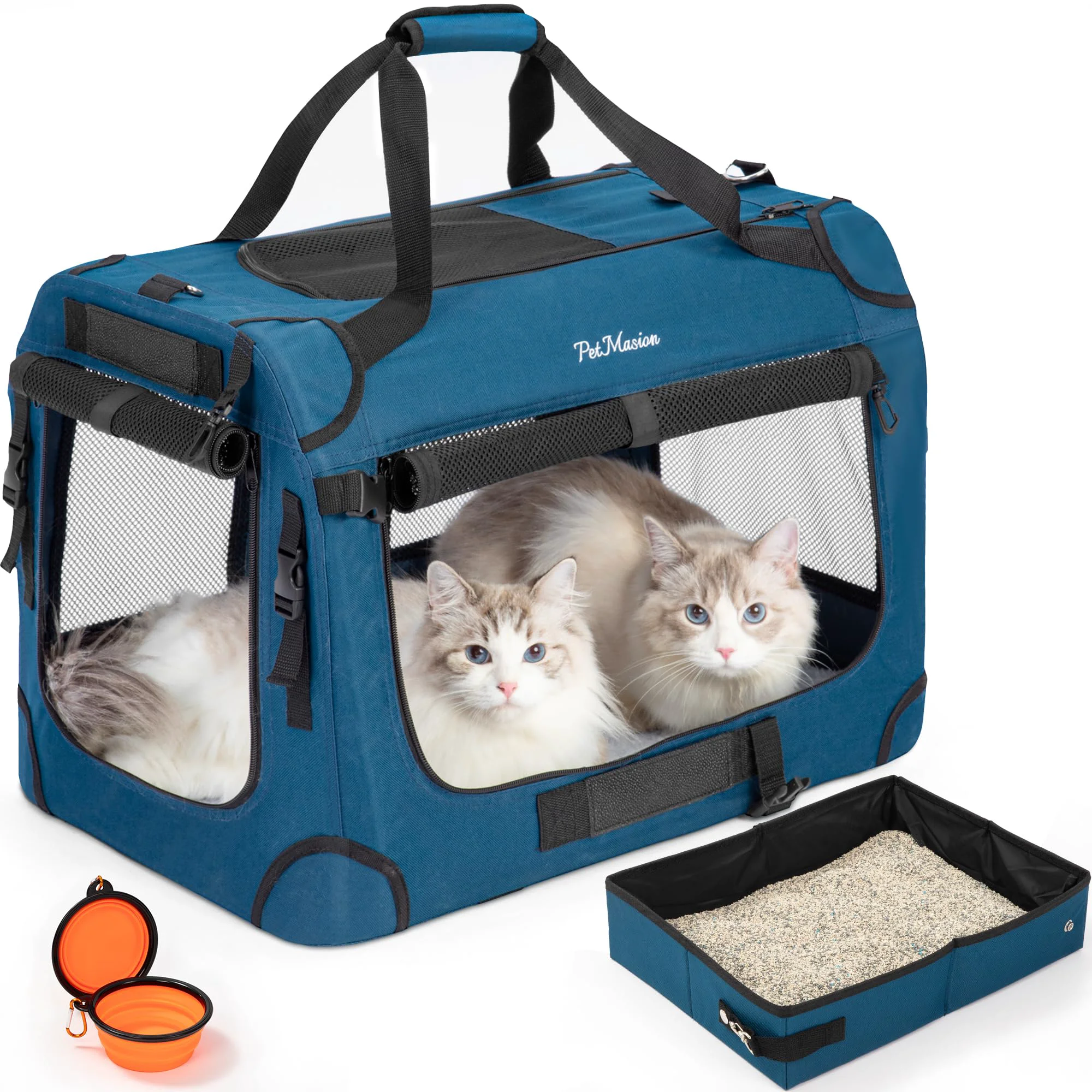 Casual PetMasion Extra Large Cat Carrier for 2 Cats – Travel XL Soft Carrier with Litter Box 24x16.5x16.5 in Stylish
