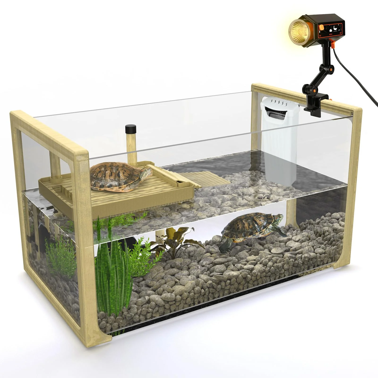 Selected OKKÖBI Turtle Aquarium Kit — All-in-One Tank with Filter Light Basking Platform Original Design