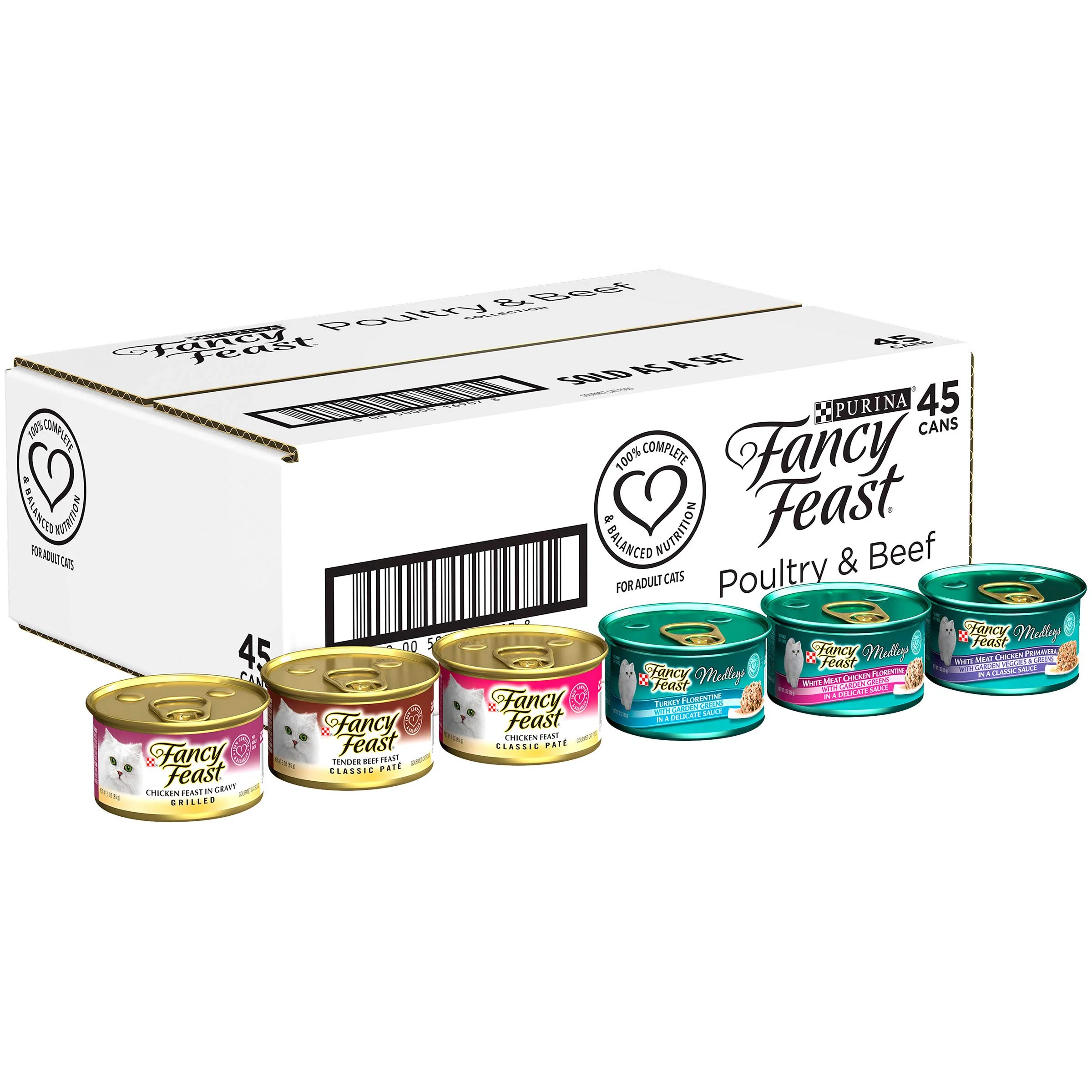High-Performance Fancy Feast Wet Cat Food Variety Pack — Poultry Beef Collection 45 x 3 oz Cans Clean