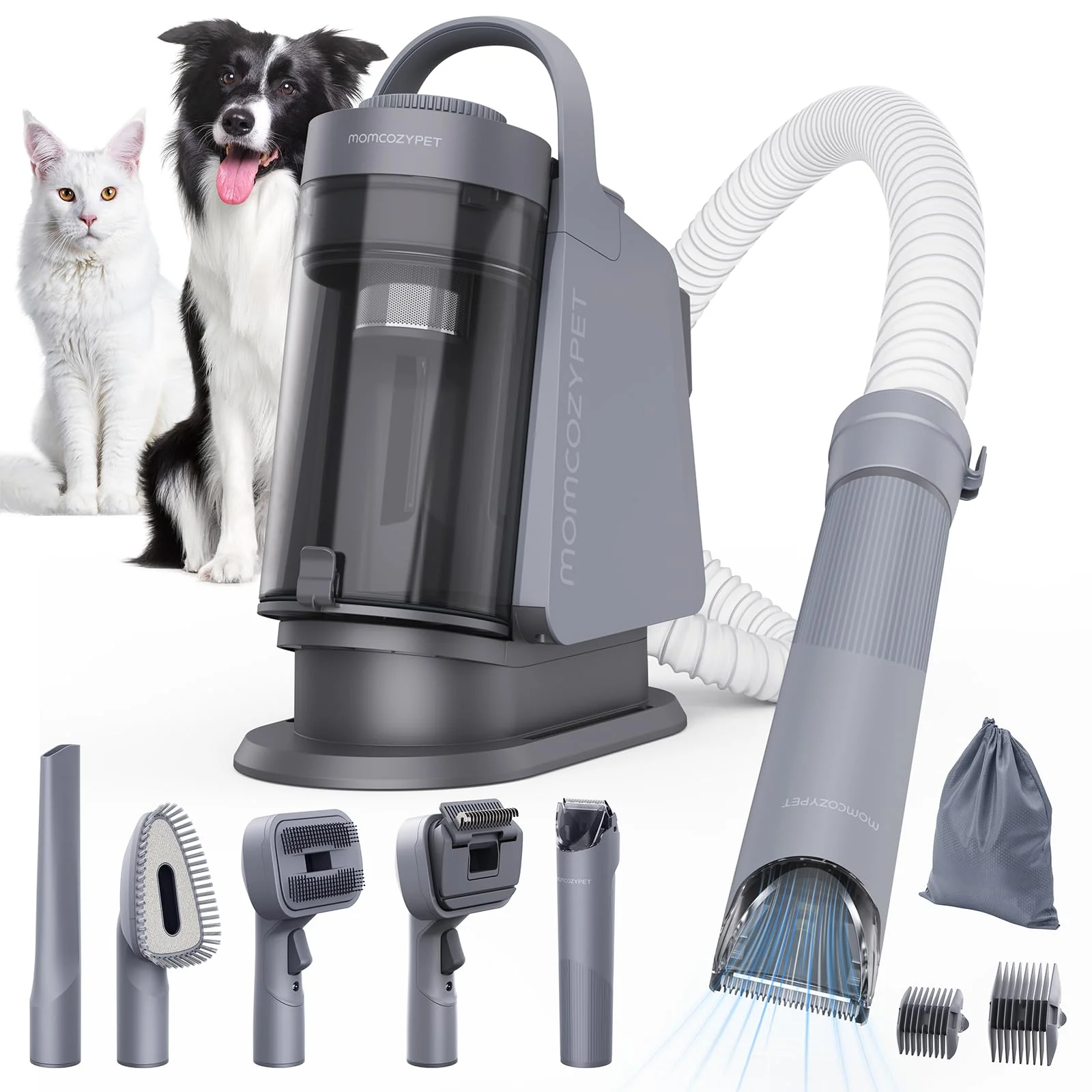 Effective MomcozyPet FurEase Dog Grooming Kit — 13000Pa Vacuum 5 Tools Clippers High-Performance