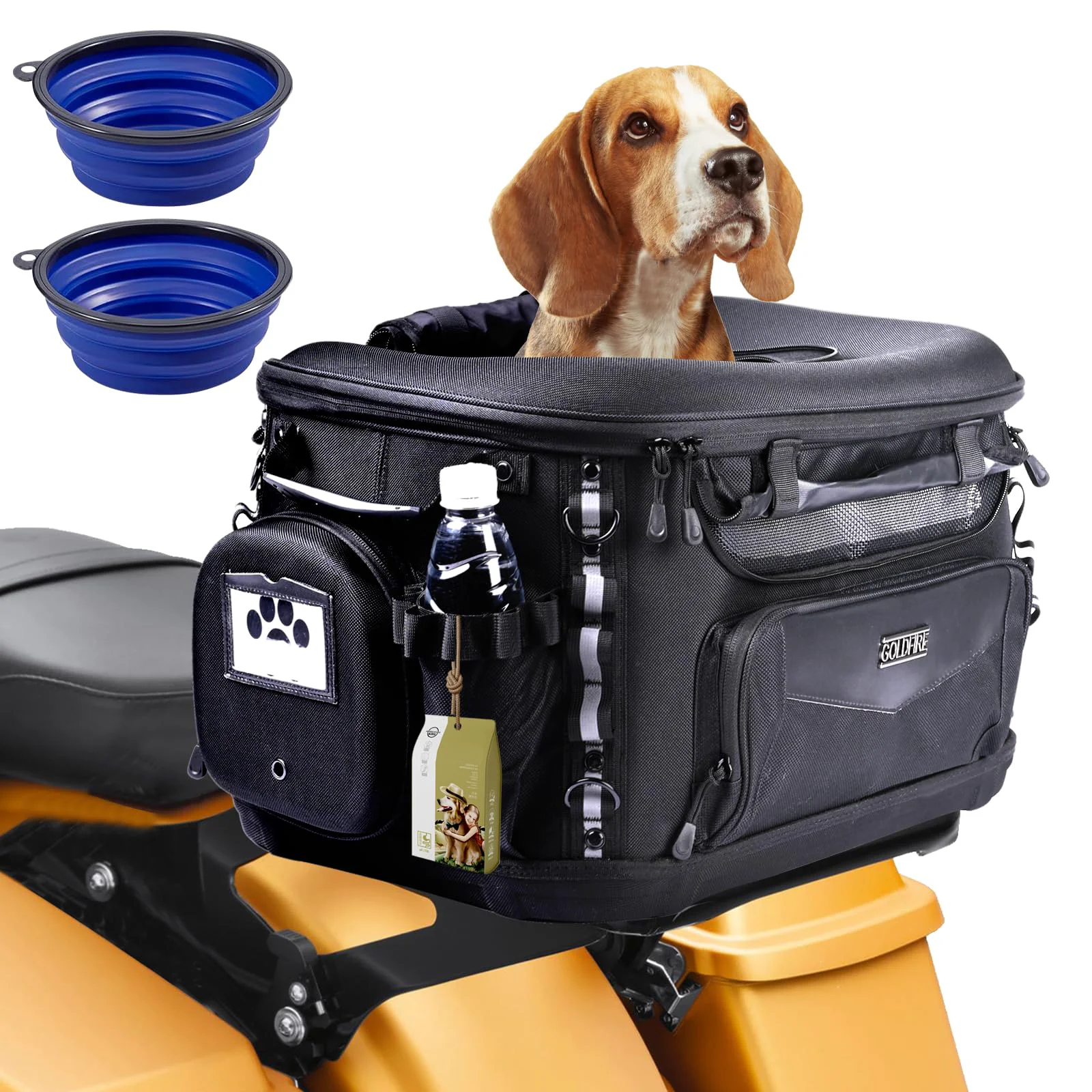 Secure Hutexico Motorcycle Dog Carrier — Universal Fit Pet Travel Bag for Harley Indian Can-Am 20 lb Traditional