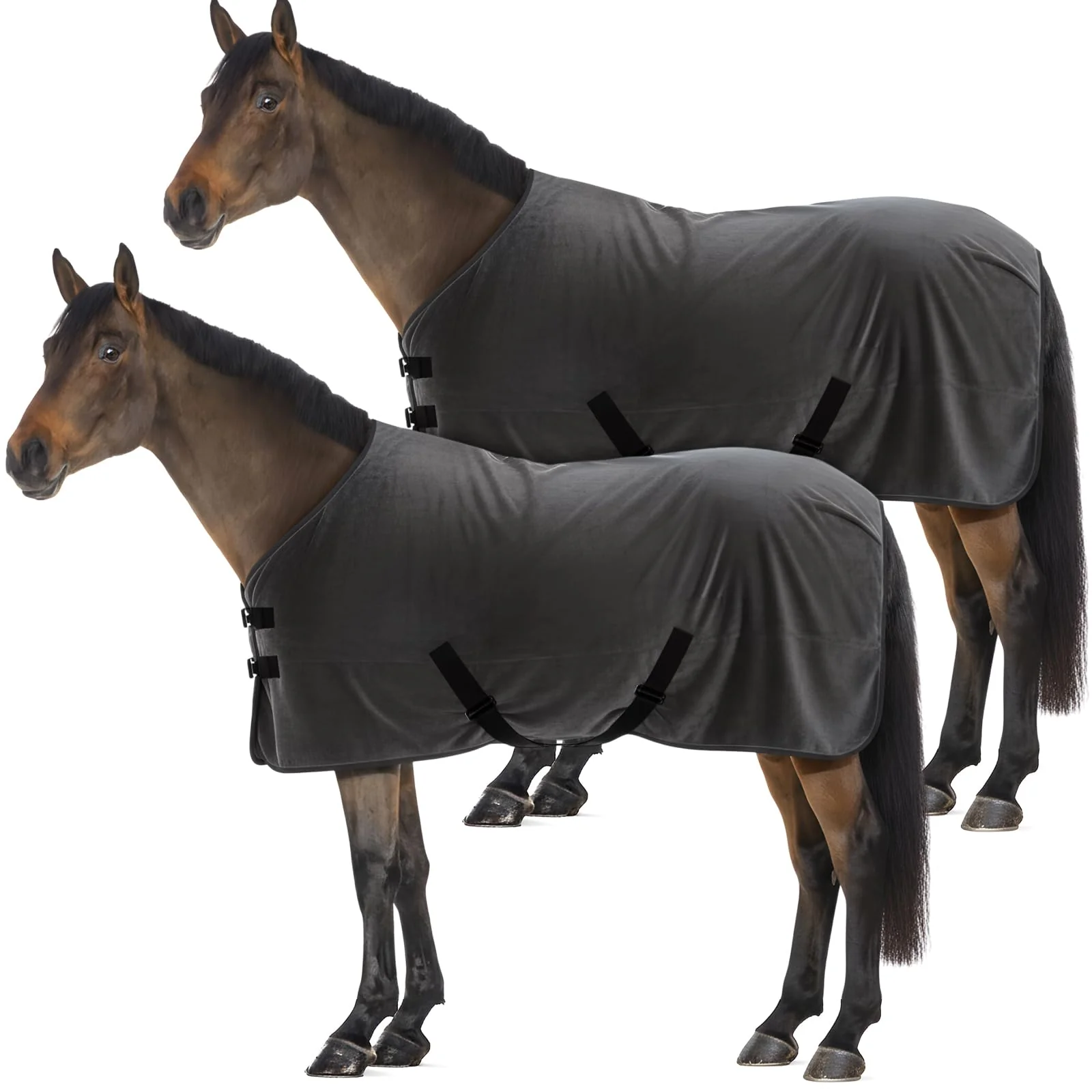 User-Friendly Shinylin 2-Pack Horse Fleece Cooler Blankets – Quick-Dry Breathable Adjustable Neck 185 x 180 cm