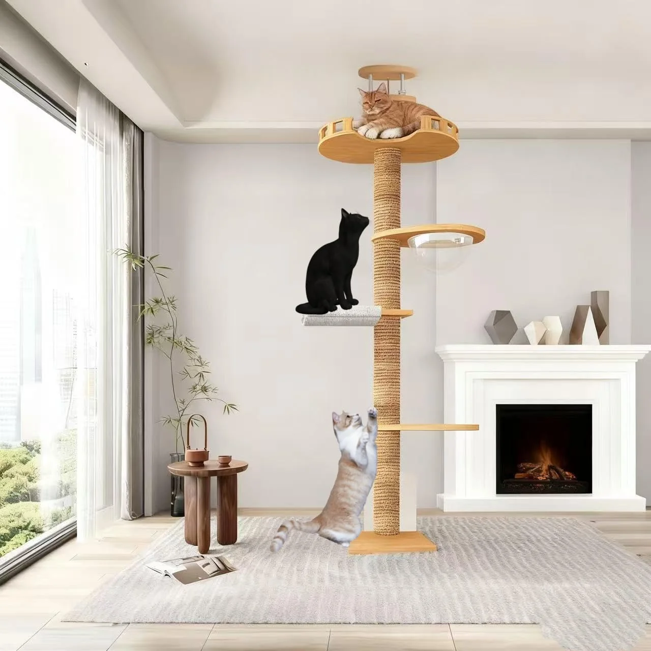 Durable Stcyutdaa Sturdy Floor-to-Ceiling Cat Tree — Height Adjustable Space Capsule Hammock No Drill Original Design