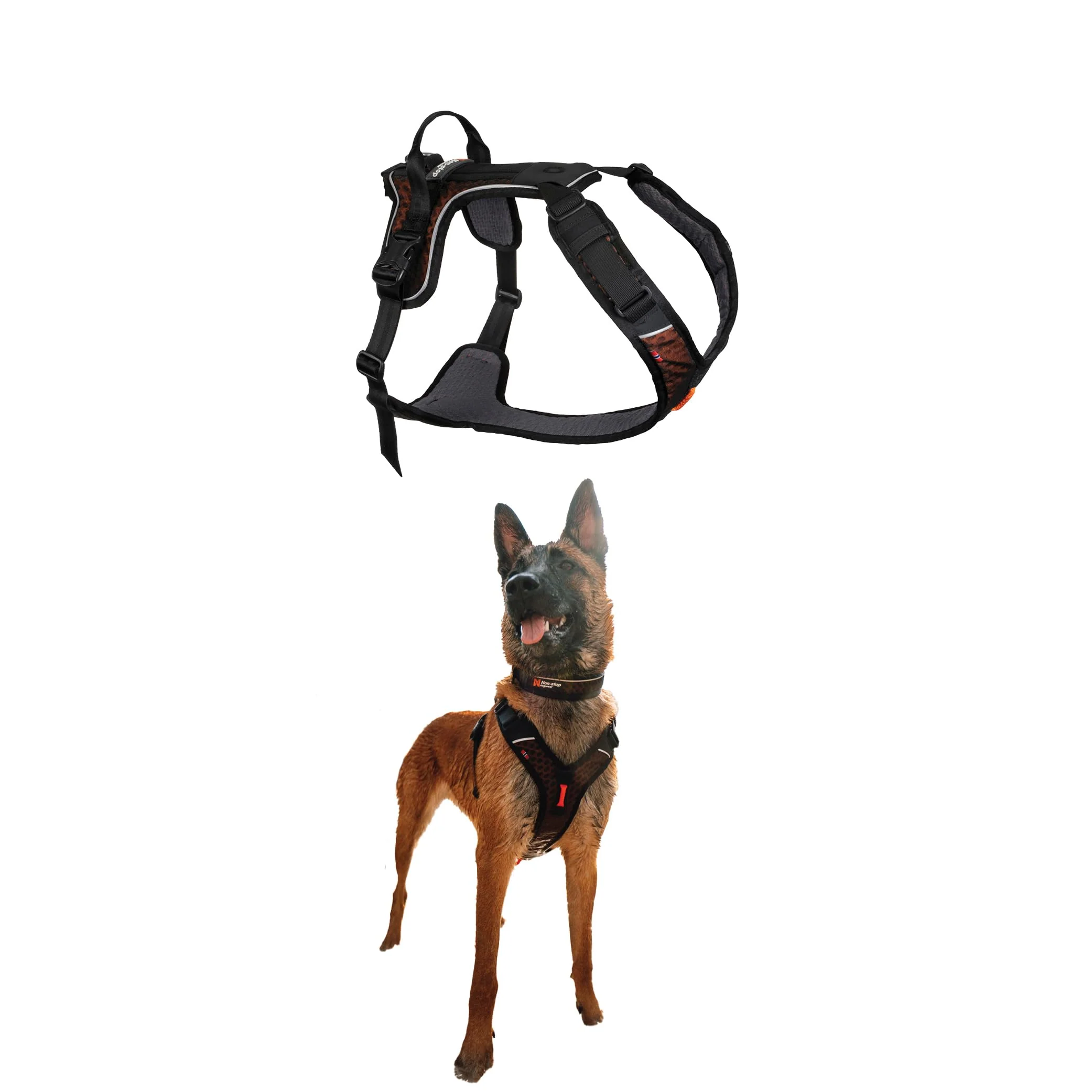 Carefully Designed Non-stop dogwear Rock Harness – Adjustable Medium Dog Harness with 3 Clips Handle Reflective Advanced