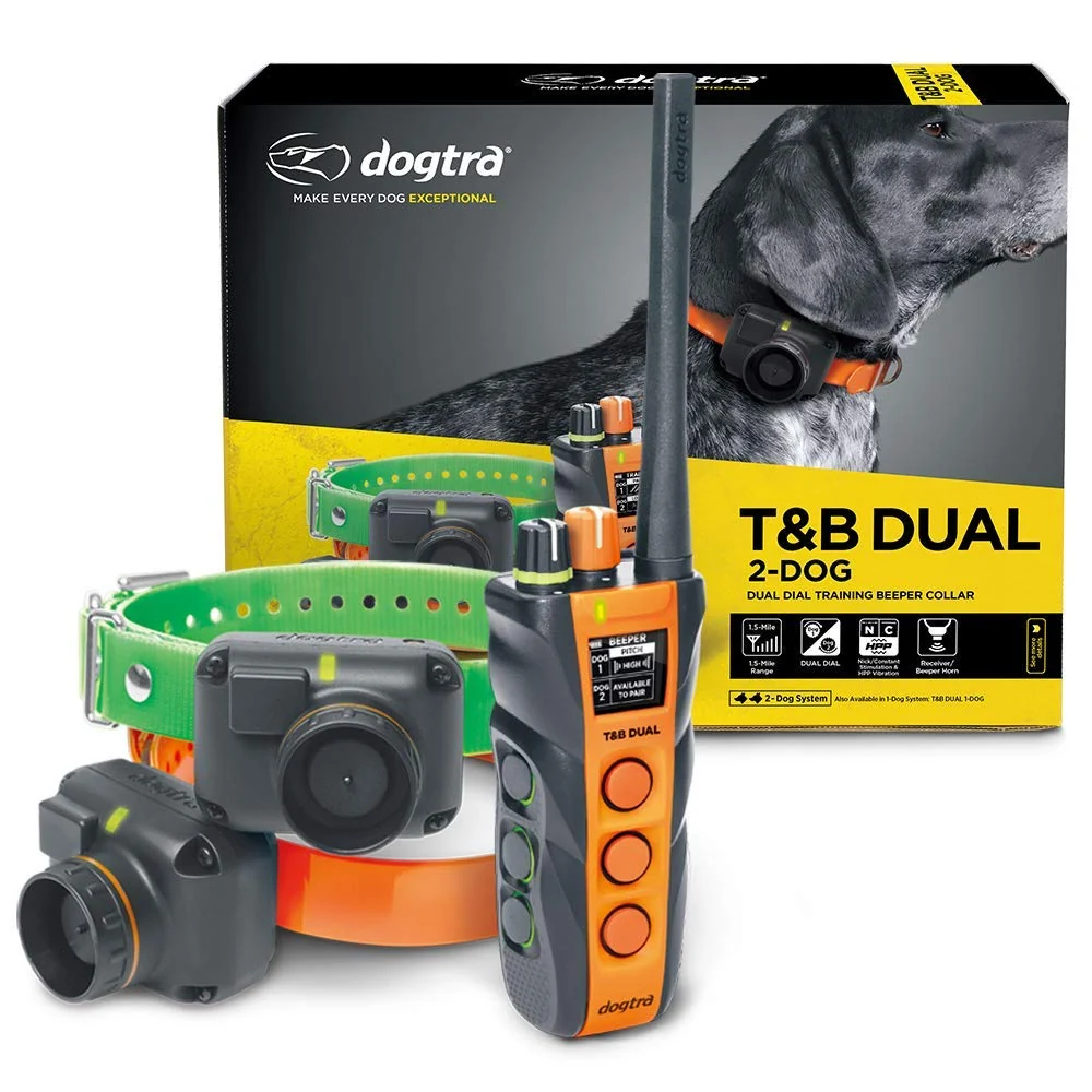 Fast Dogtra T B Dual 2-Dog Long Range Training E-Collar with Beeper 1.5 Mile Expandable for Upland Gun Dogs User-Friendly