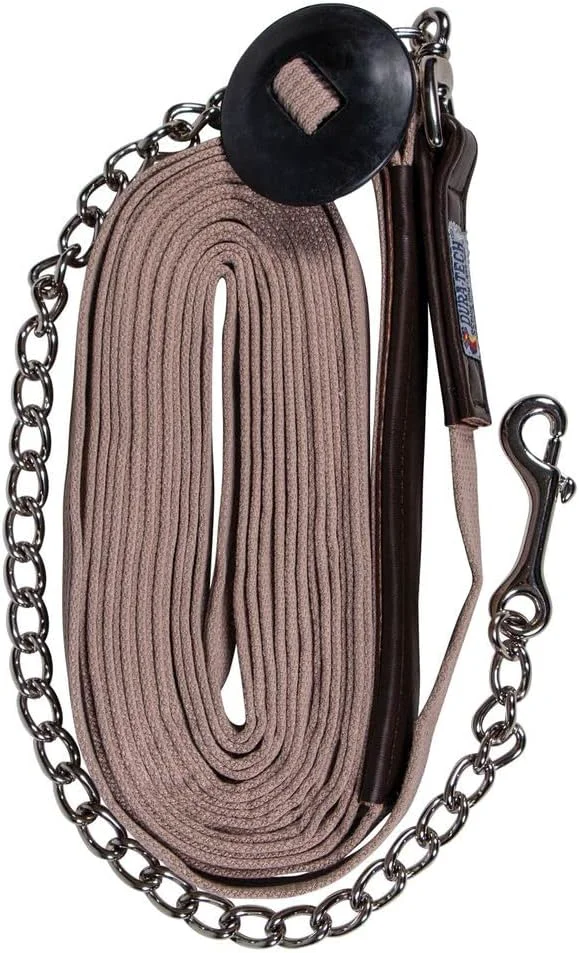 Outstanding Schneiders Dura-Tech German Web Cord Lunge Line for Horses Soft Grip Ribbed Webbing Lightweight Durable Nickel-Plated Snap or Chain Options Lunge Line with 30 Chain Verified