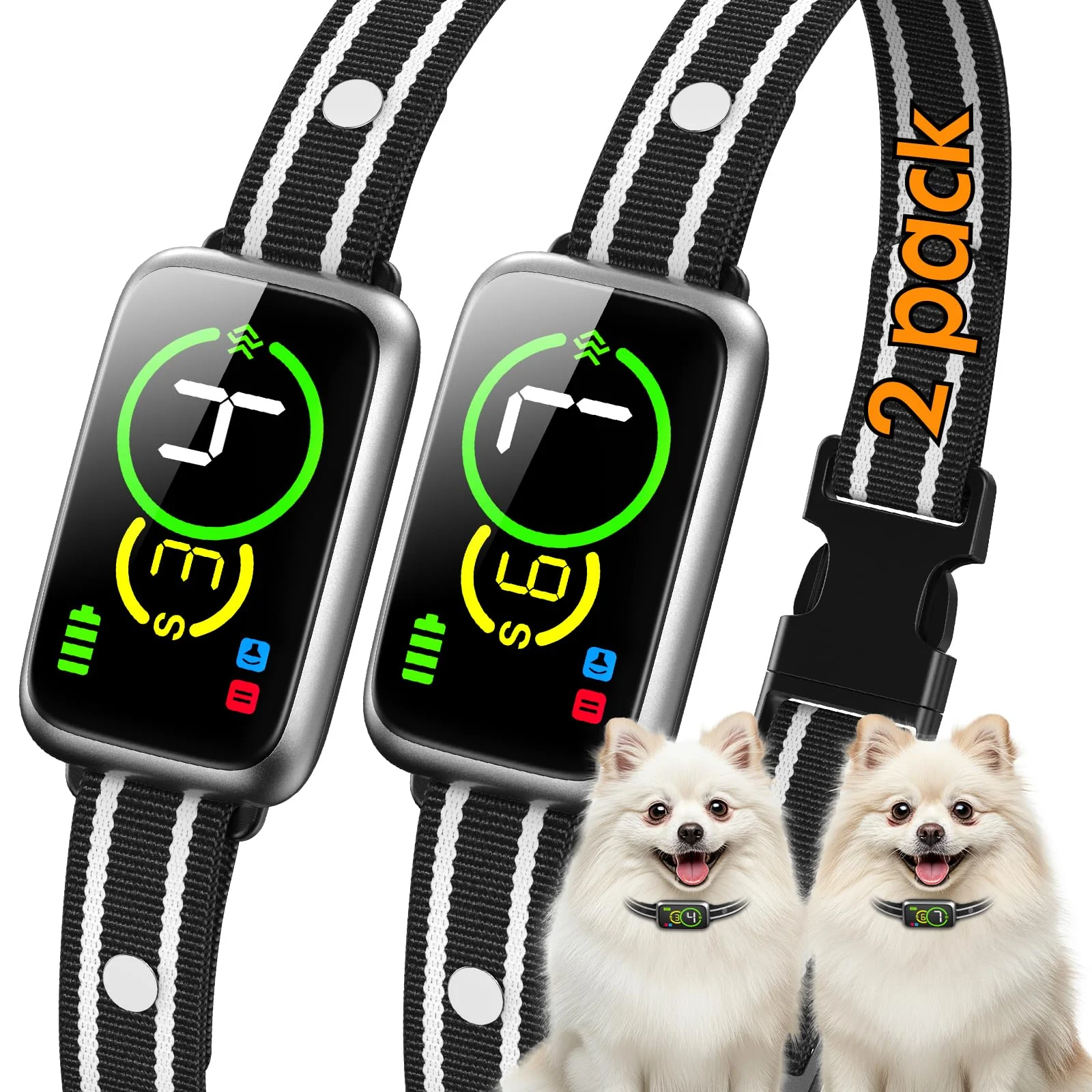 Unique NQQHNN 1S Stop Bark Collar – Humane Beep Vibration 7 Sensitivity Levels IP70 Waterproof Convenient