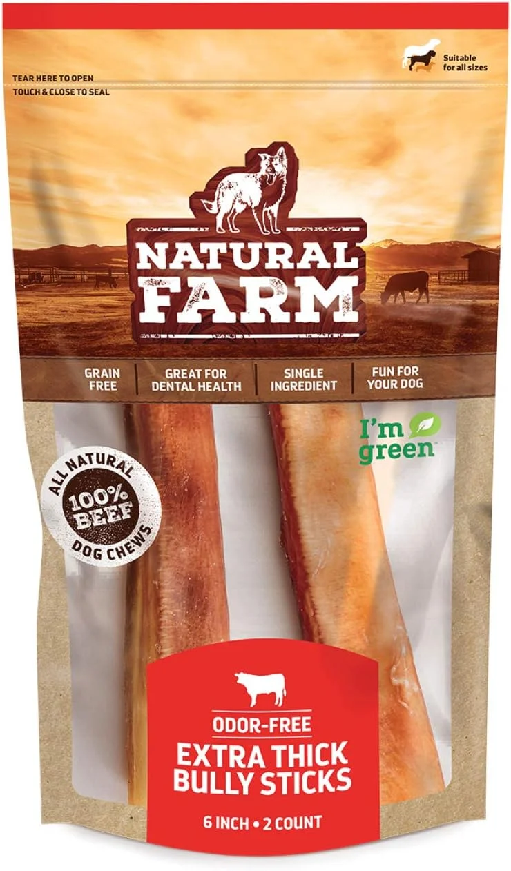 User-Friendly Natural Farm Odor- Jumbo Bully Sticks 6 Inch 2 Fine Crafted