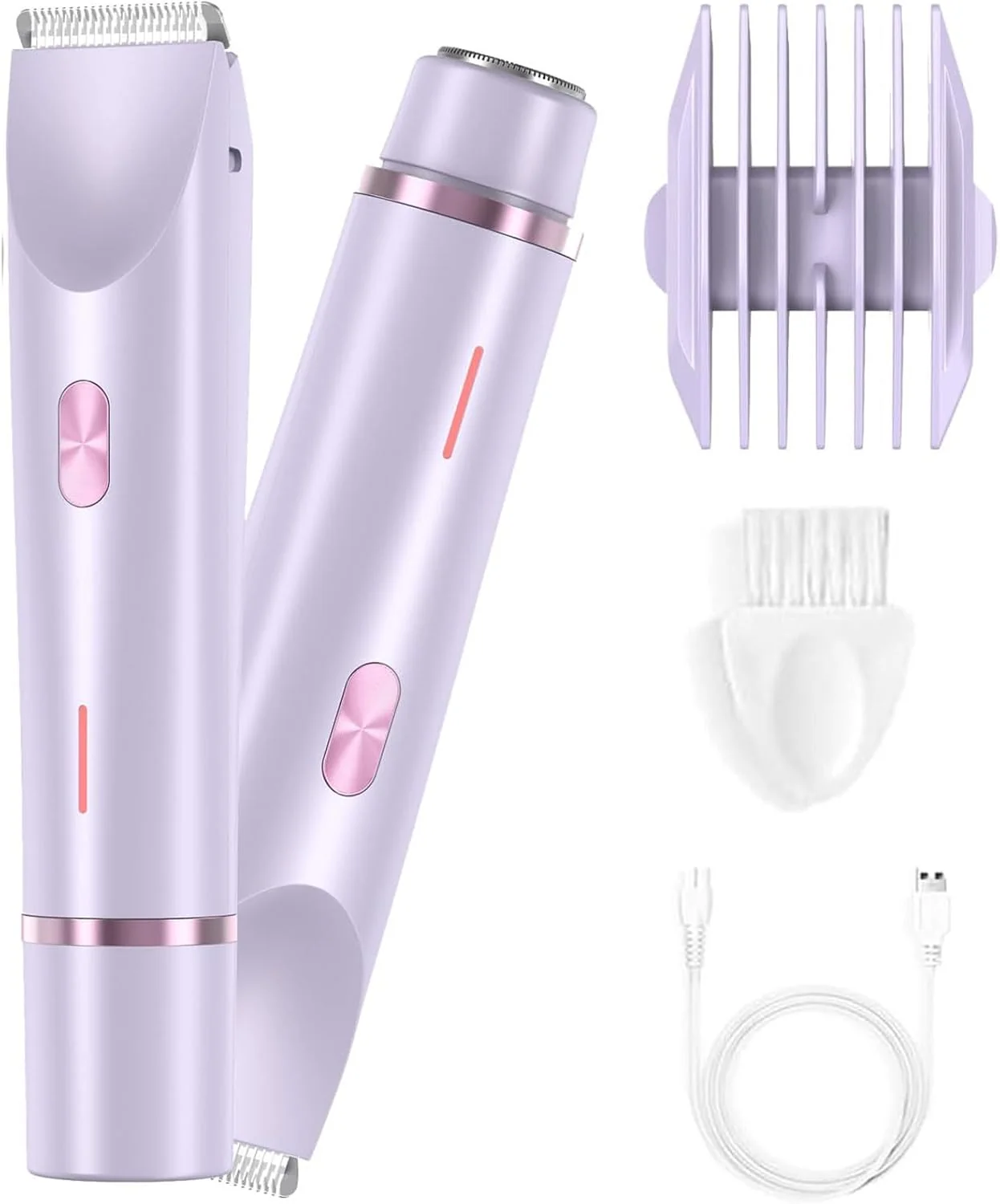 Fashionable Bikini Trimmer for Women 2025 Upgrade Dual Head Shaver Women Ceramic Blades 2-in-1 Women's Body Shaver Electric Razor 90min Cordless Runtime Waterproof Travel Grooming Kit Purple Artisan